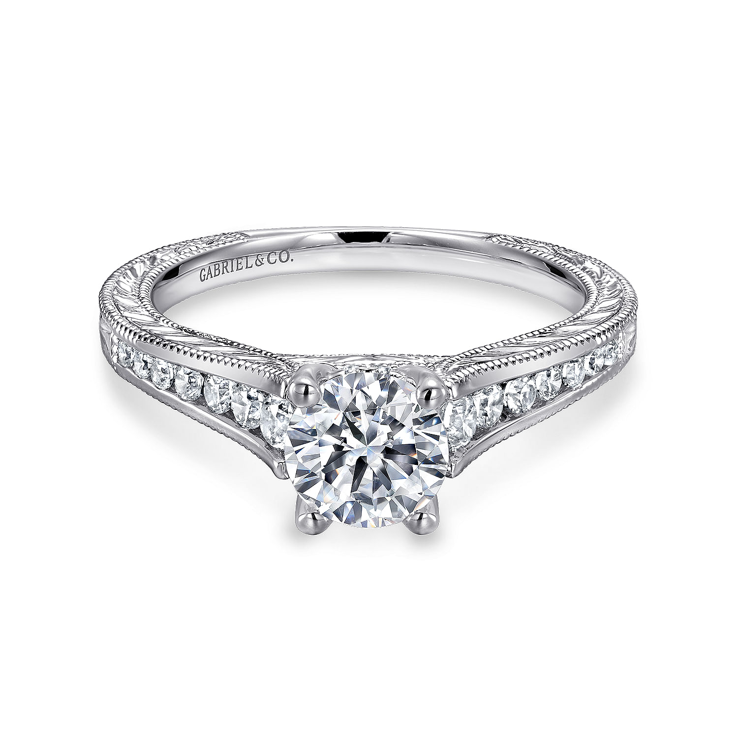 Elsie - 14K White Gold Round Diamond Engagement Ring