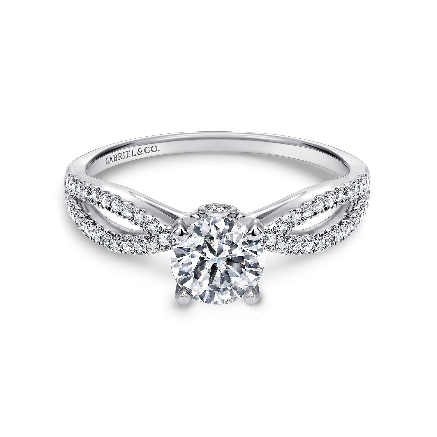 Elyse - 14K White Gold Round Split Shank Diamond Engagement Ring