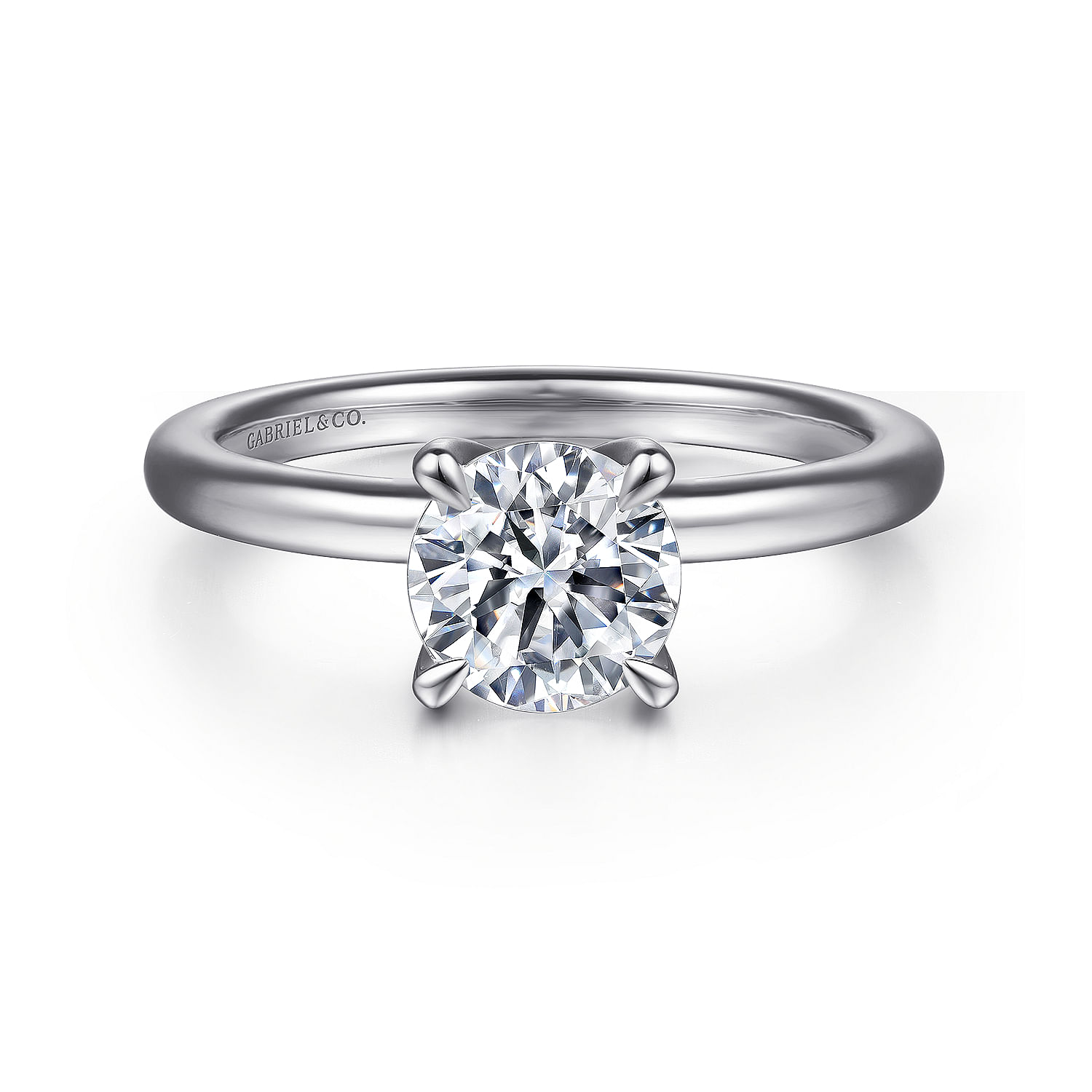 Evelynn - 14K White Gold  Round Solitaire Diamond Engagement Ring
