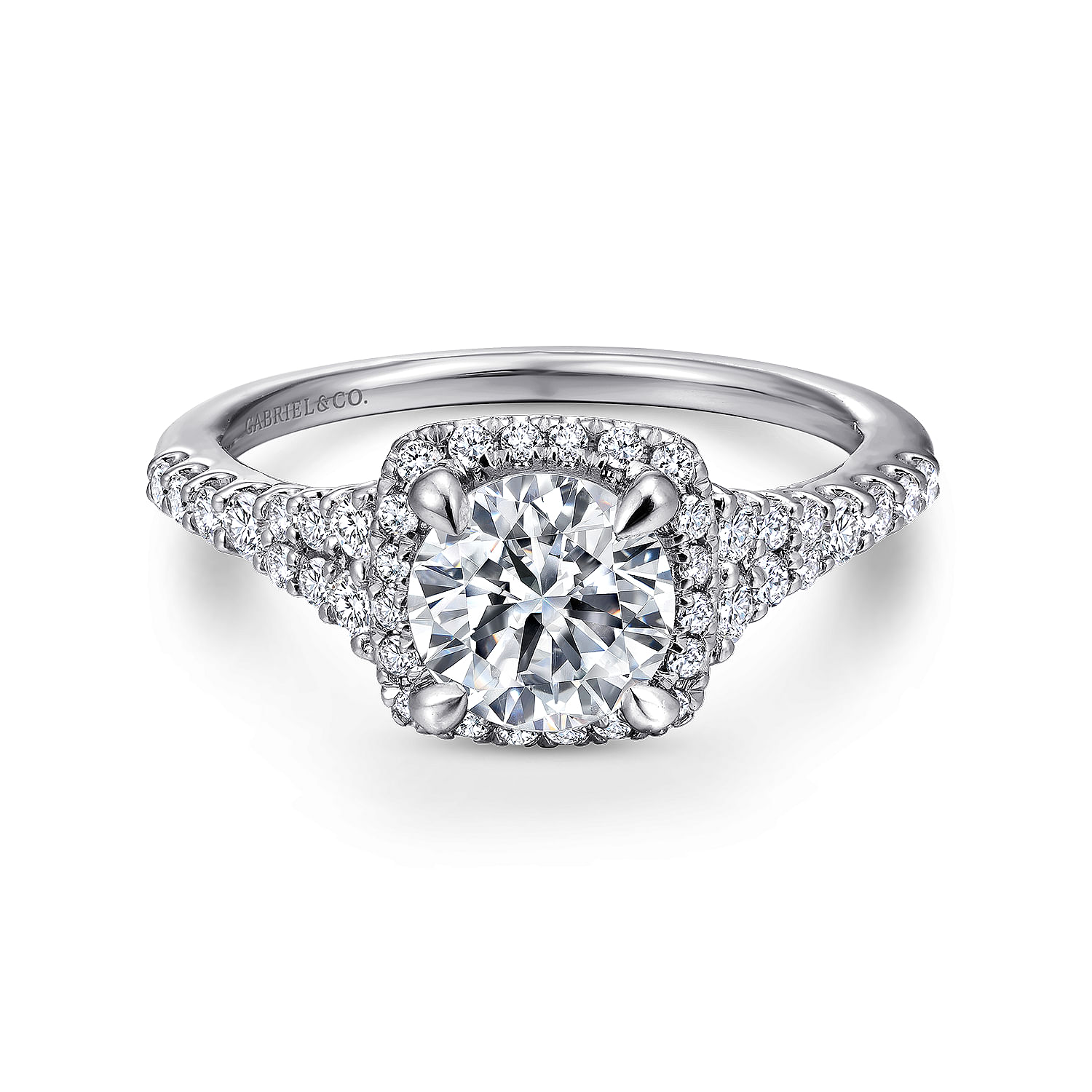 Everleigh - 14K White Gold Round Halo Diamond Engagement Ring