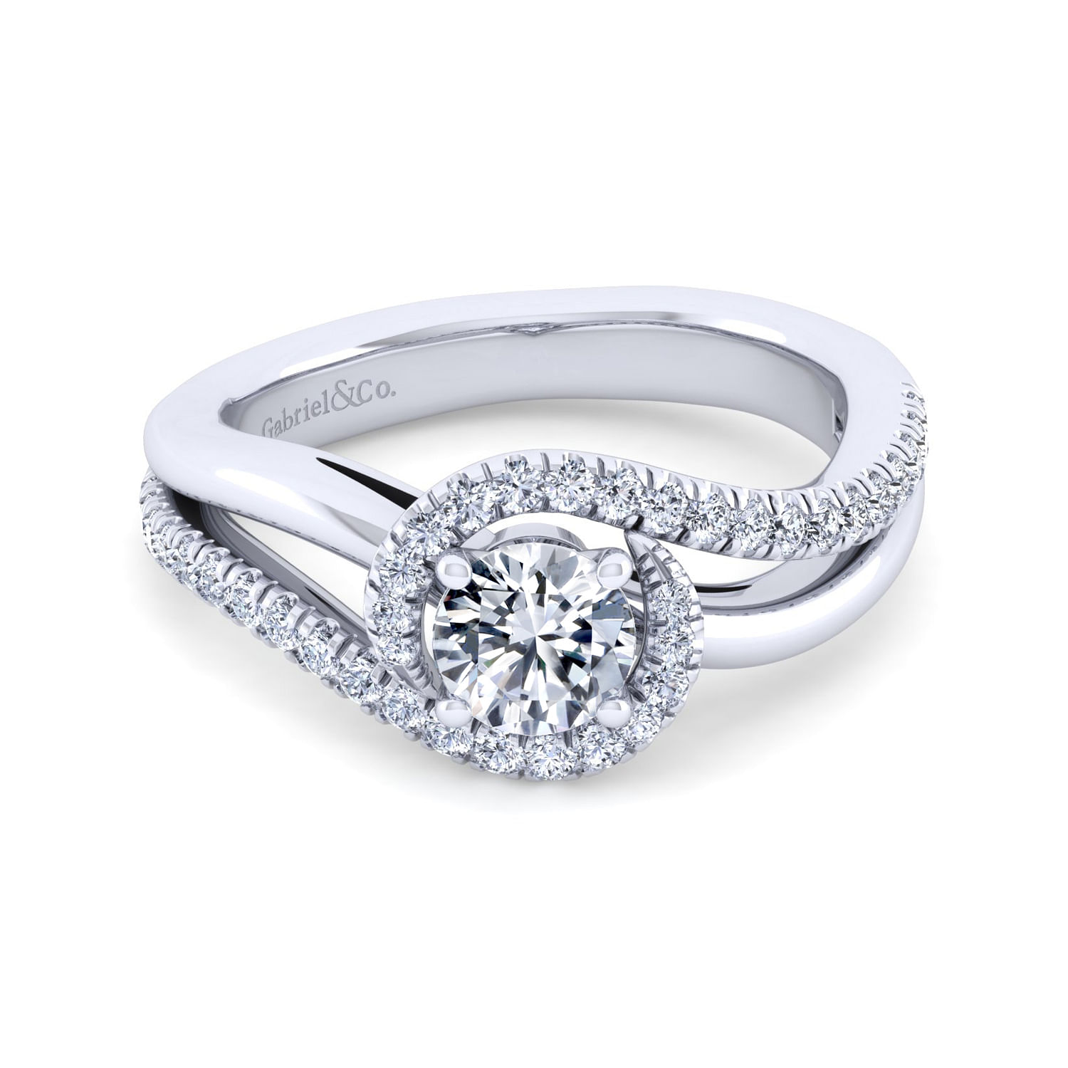 Everly - 14K White Gold Round Halo Diamond Engagement Ring