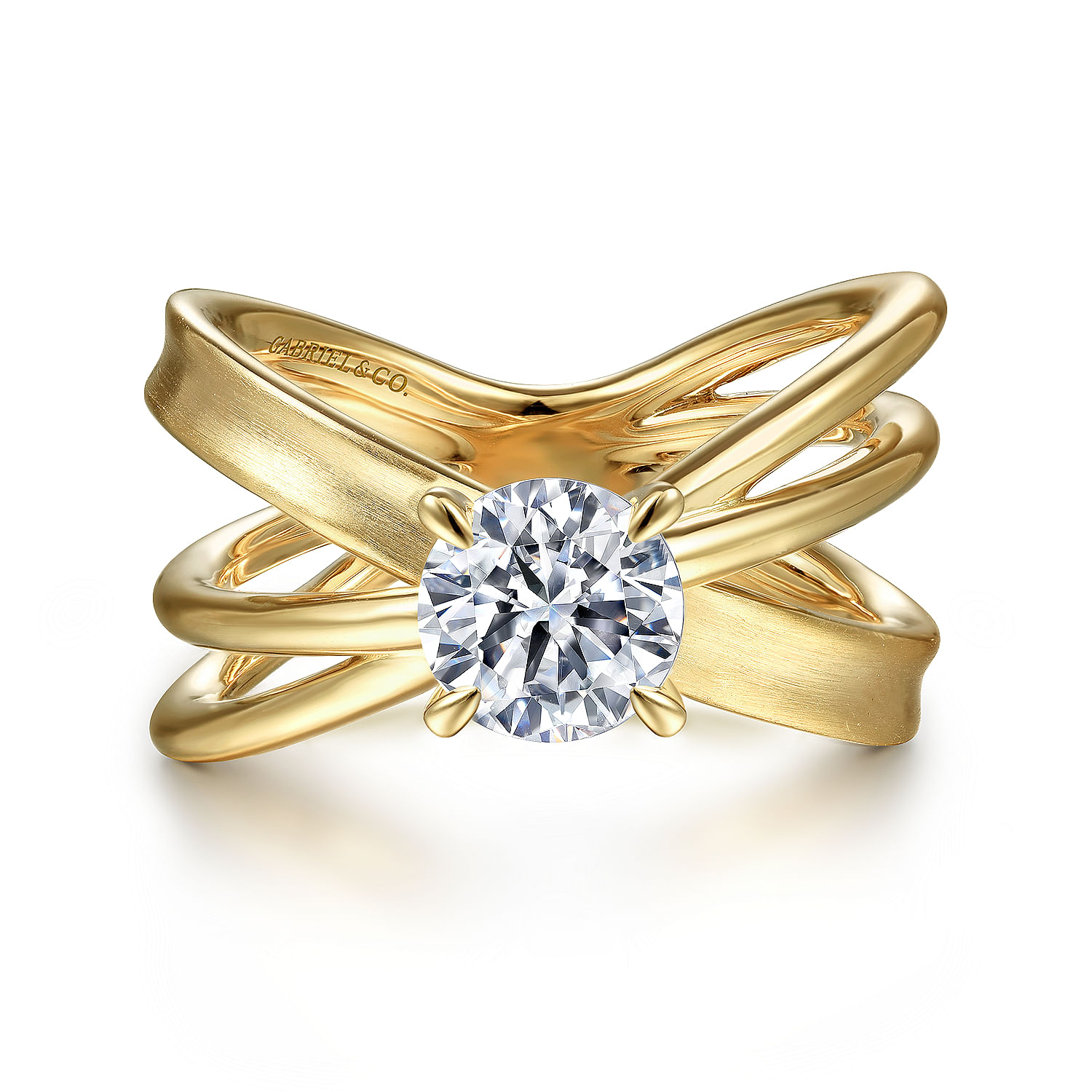 Fabiola - 14K Yellow Gold Split Shank Round Diamond Engagement Ring