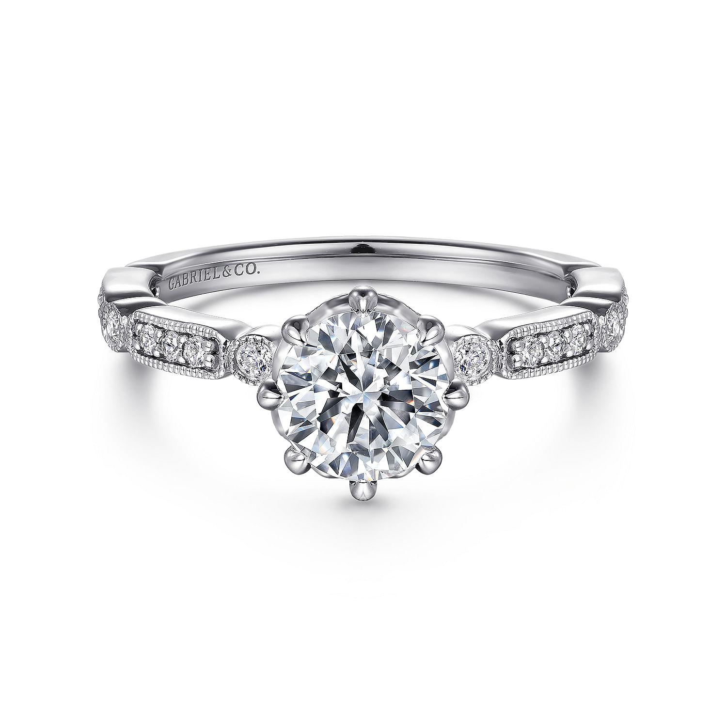 Finch - 14K White Gold Round Diamond Engagement Ring