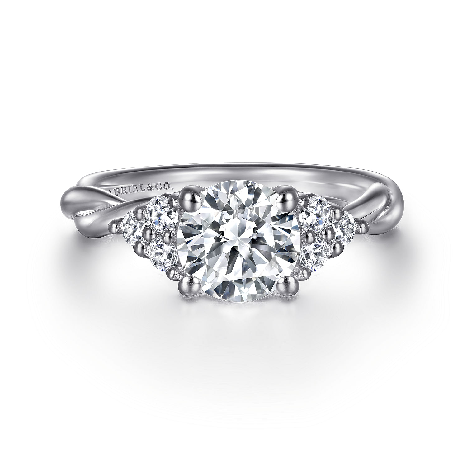 Frida - 14K White Gold Round Twisted Diamond Engagement Ring