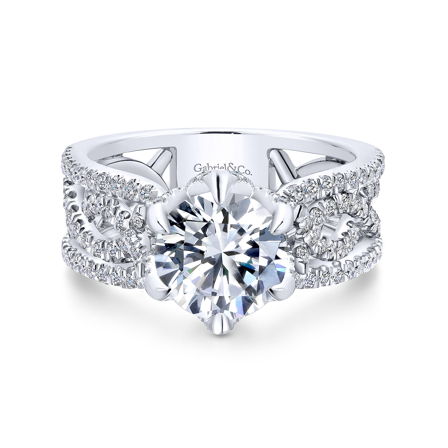 Geraldine - 14K White Gold Round Diamond Engagement Ring