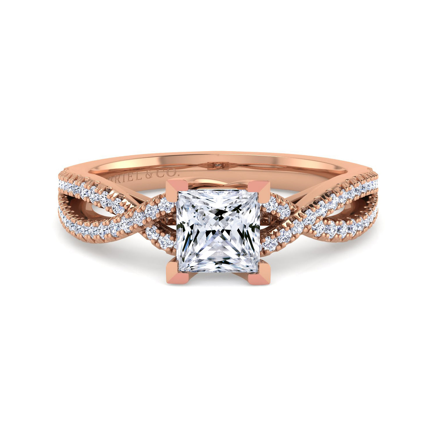 Gina - 14K Rose Gold Twisted Princess Cut Diamond Engagement Ring