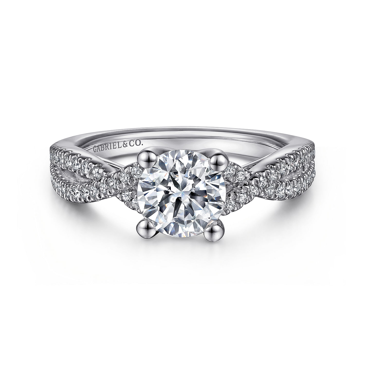Gina - 14K White Gold Round Twisted Diamond Engagement Ring