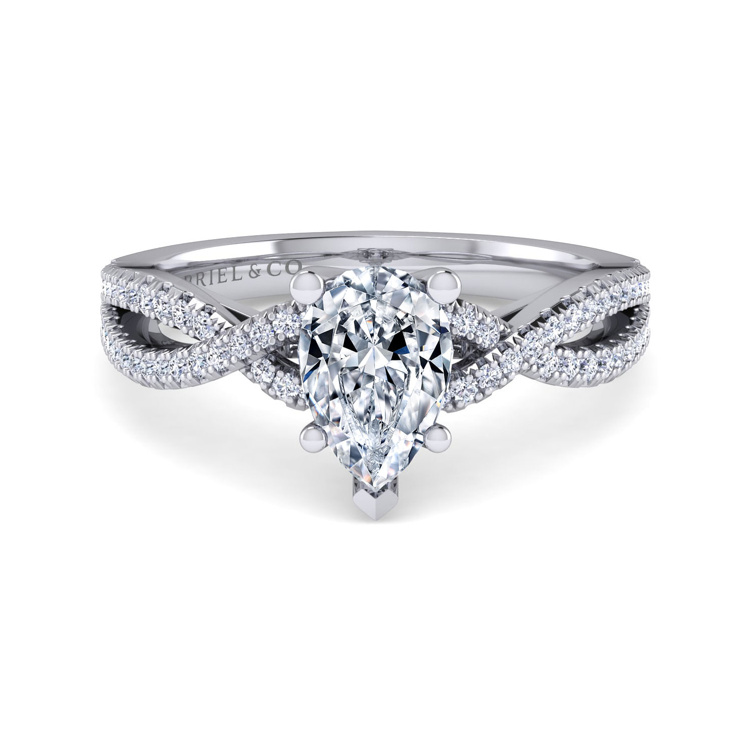 Gina - Platinum Pear Shape Twisted Diamond Engagement Ring