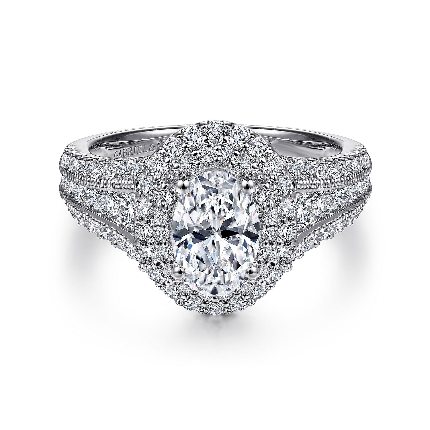 Henrietta - 14K White Gold Oval Diamond Engagement Ring