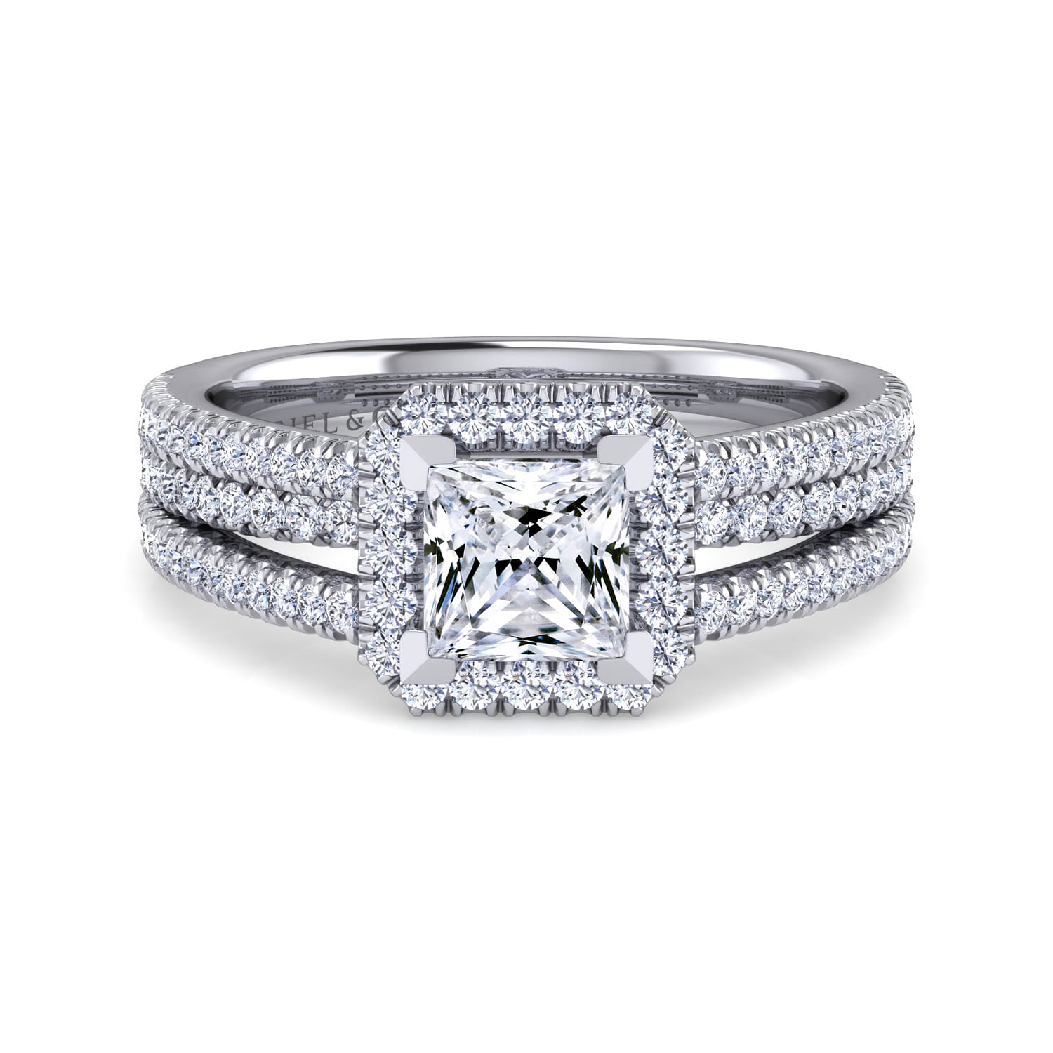 Hillary - 14K White Gold Princess Halo Diamond Engagement Ring