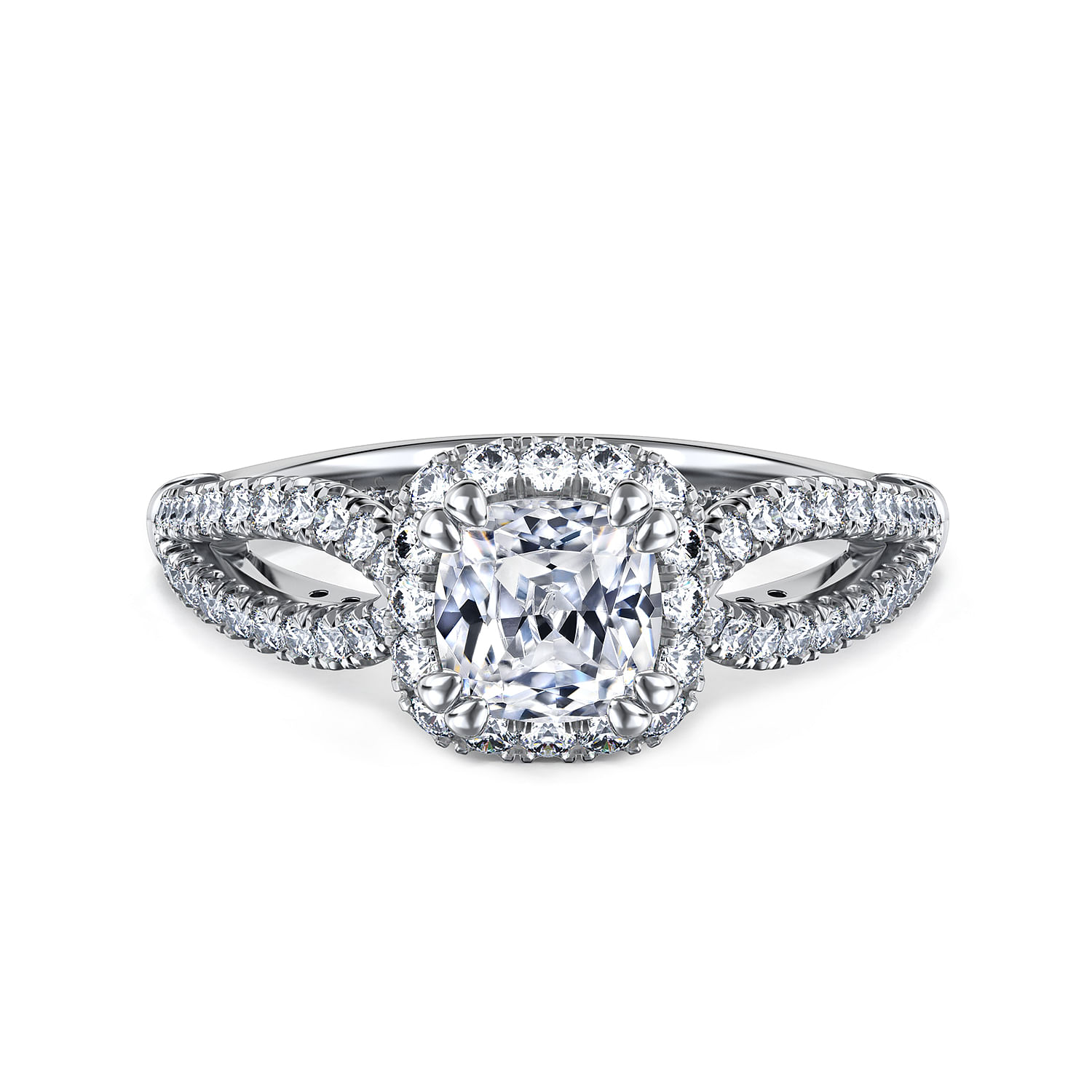 Holly - 14K White Gold Cushion Halo Diamond Engagement Ring