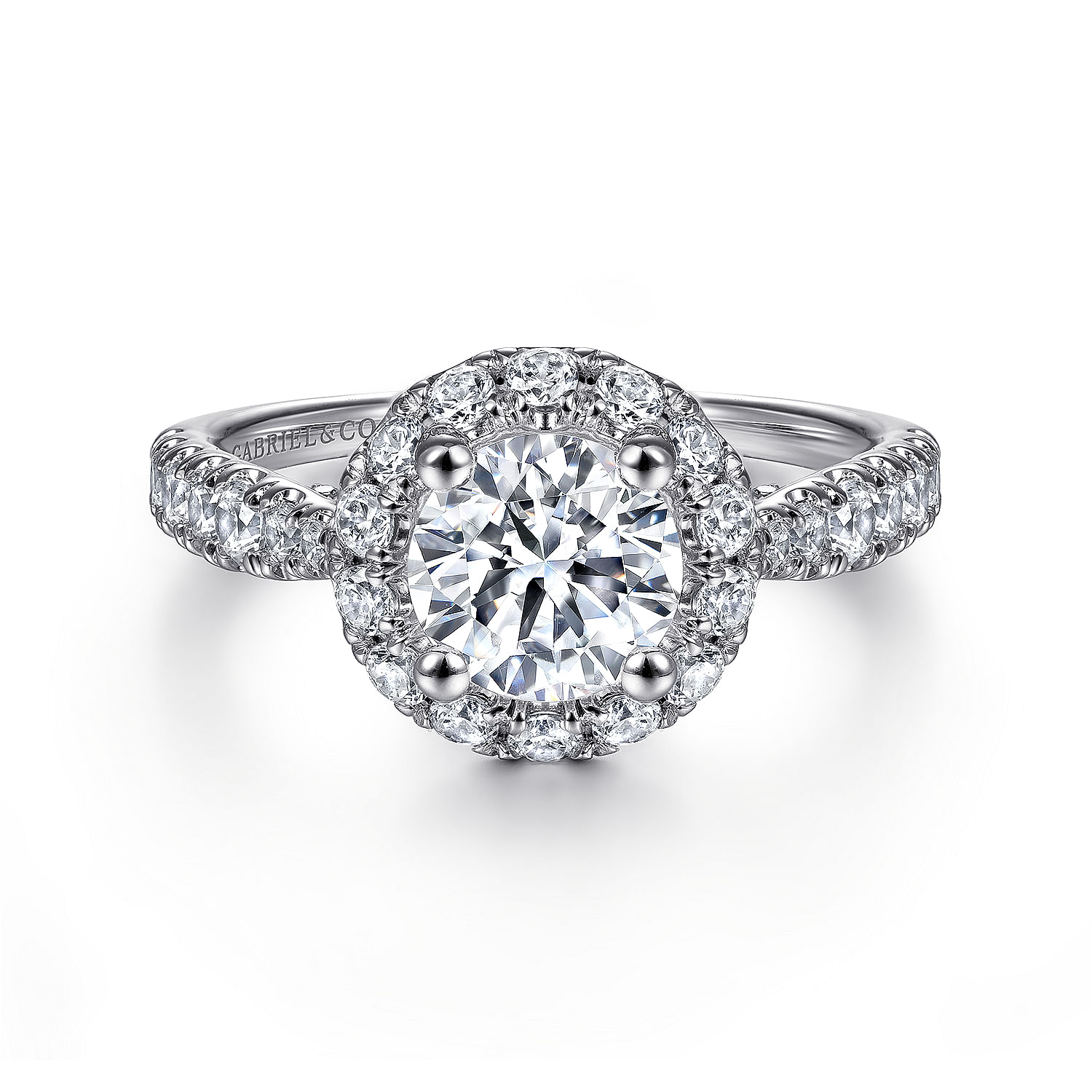 Honey - 14K White Gold Round Halo Diamond Engagement Ring