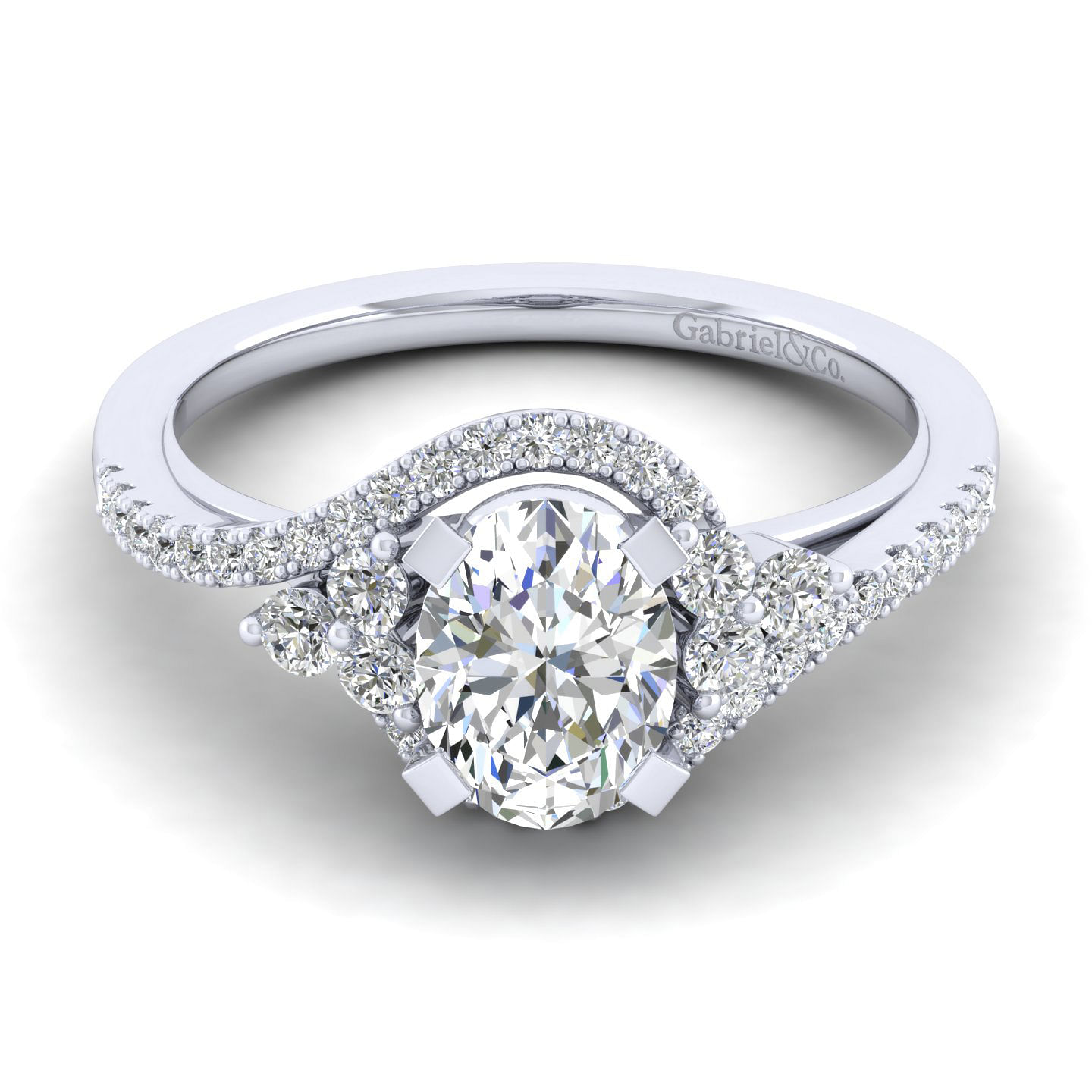 Izzie - 14K White Gold Oval Diamond Engagement Ring
