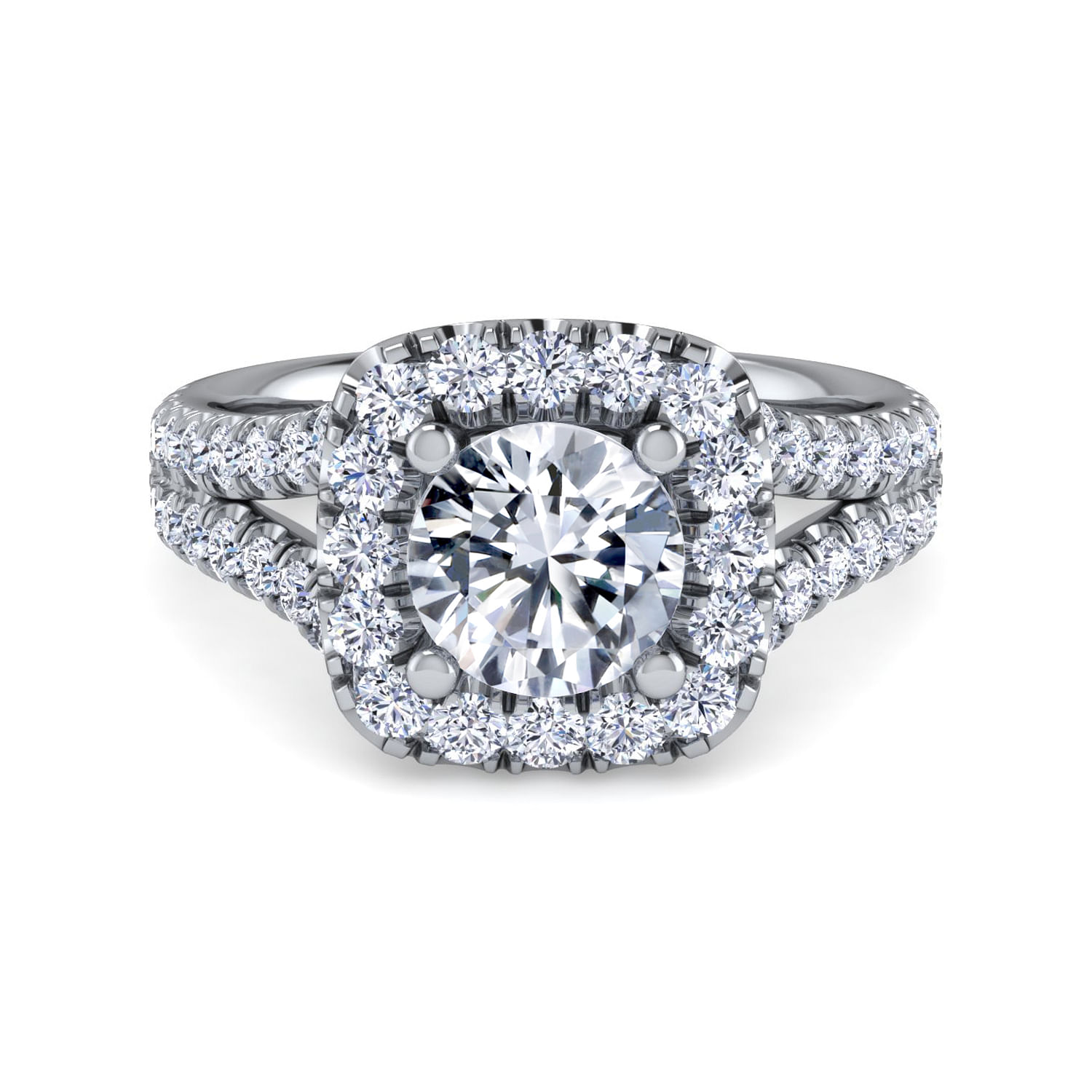 James - 14K White Gold Round Halo Diamond Engagement Ring