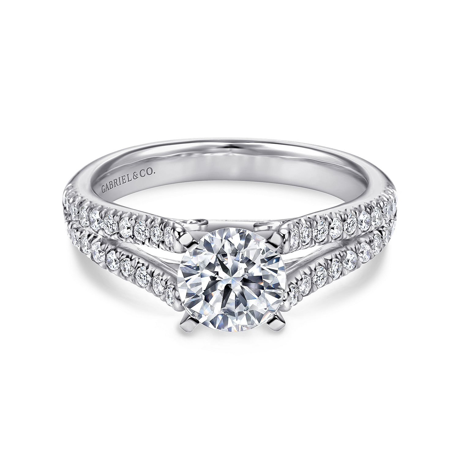 Janelle - 14K White Gold Round Split Shank Diamond Engagement Ring