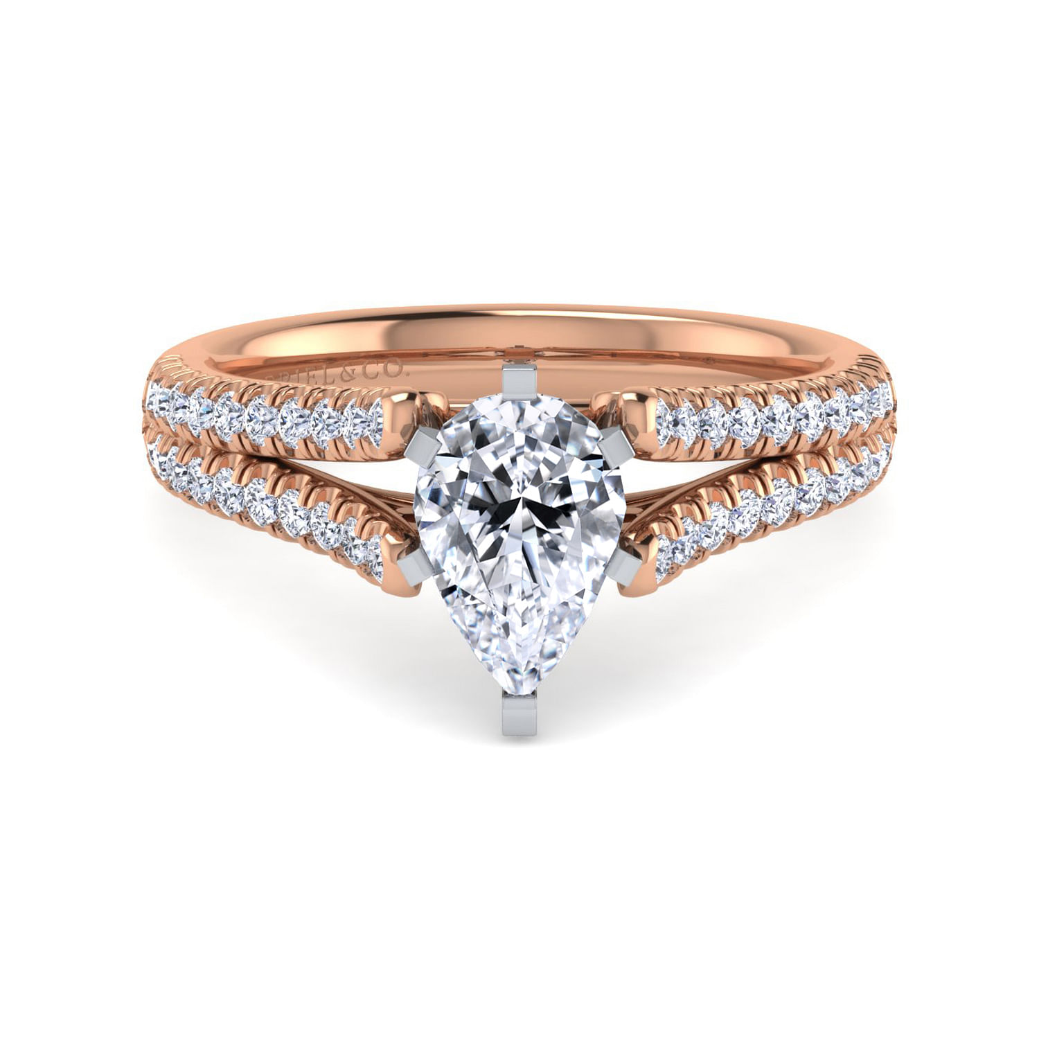 Janelle - 14K White-Rose Gold Pear Shape Diamond Engagement Ring