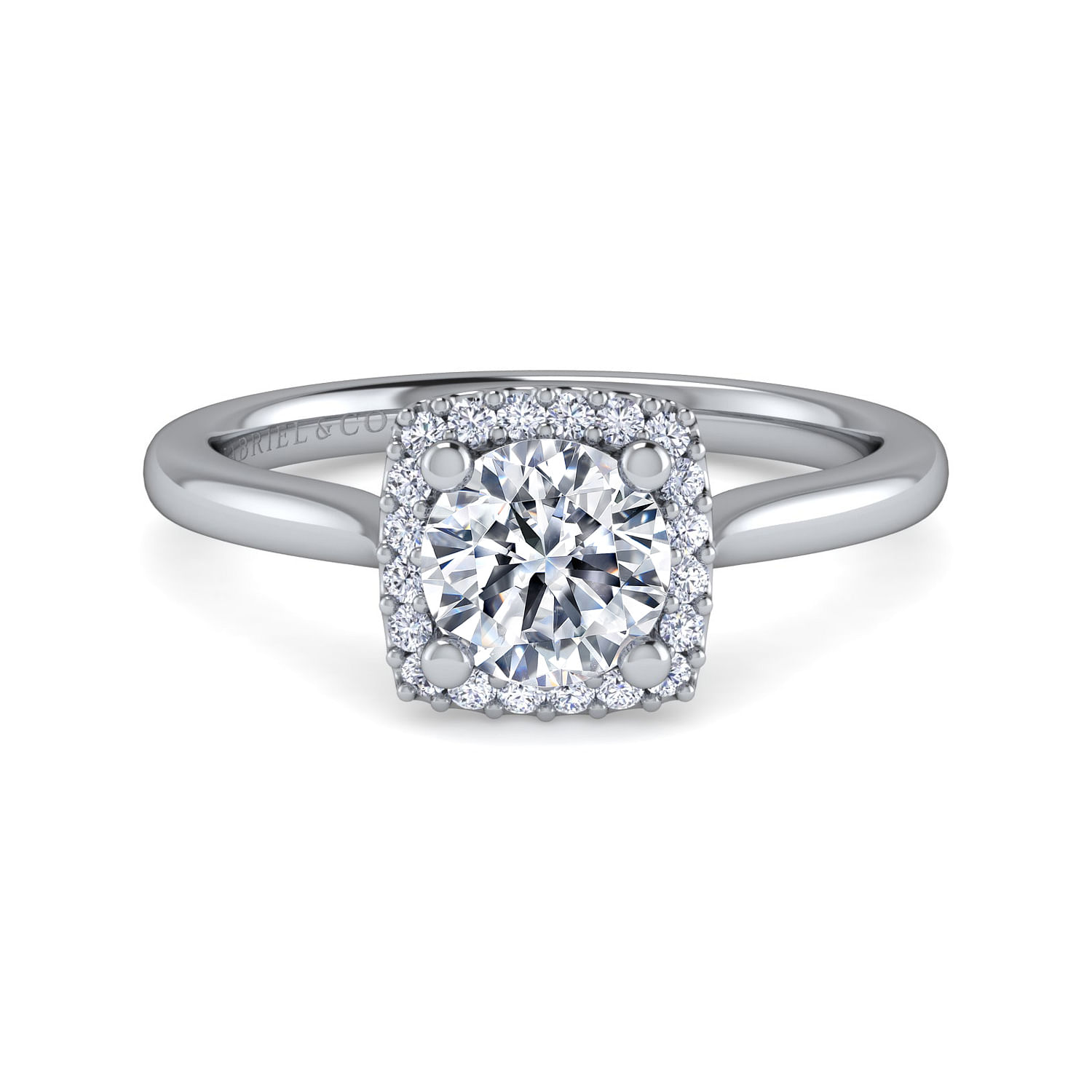 Jenna - 14K White Gold Round Halo Diamond Engagement Ring
