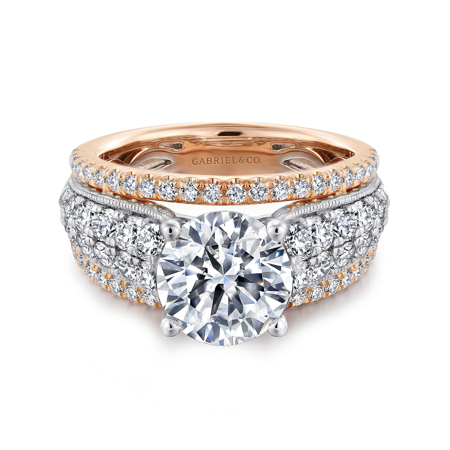 Jessa - 14K White-Rose Gold Round Diamond Engagement Ring