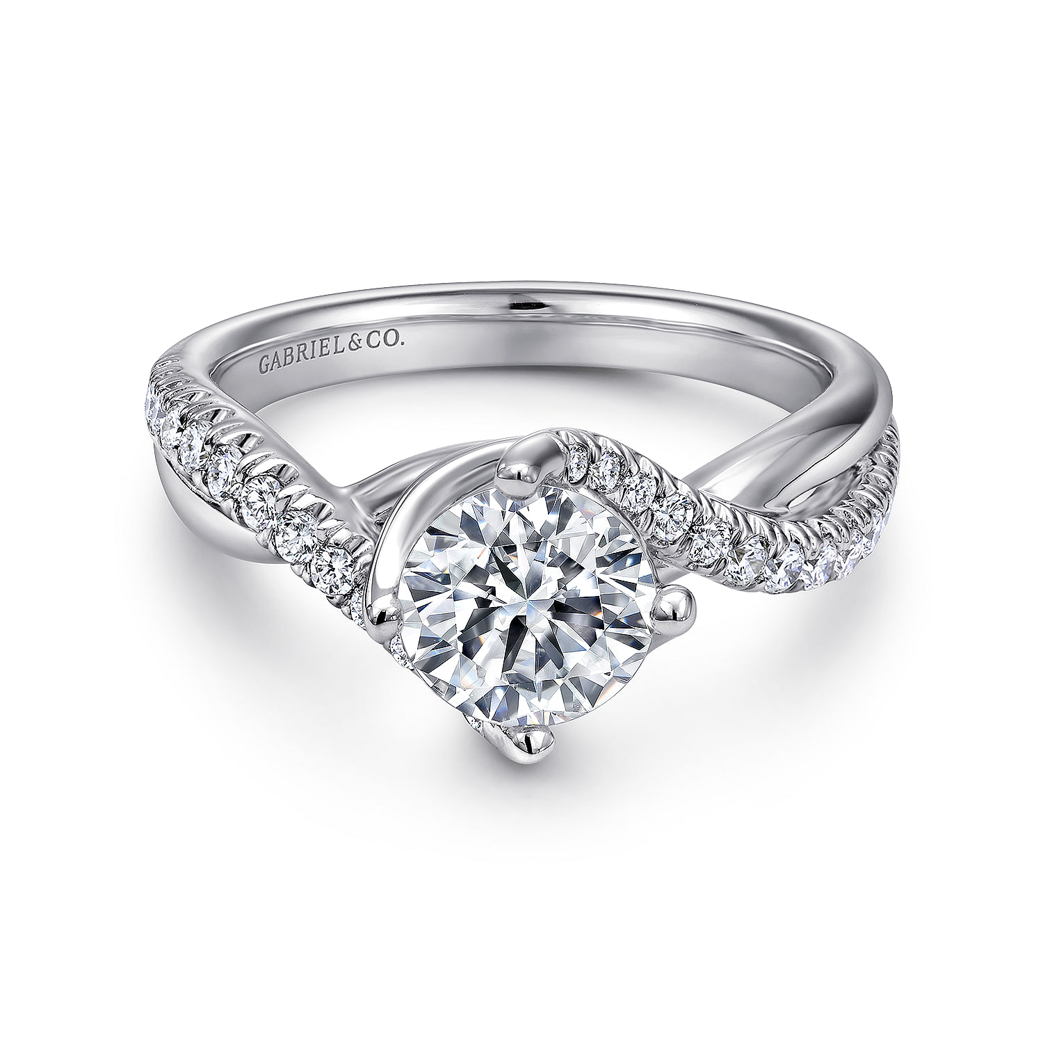 Julissa - 14K White Gold Round Bypass Diamond Engagement Ring