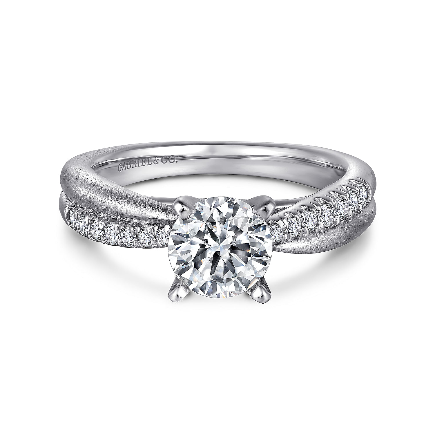 Kendall - Platinum Round Twisted Diamond Engagement Ring
