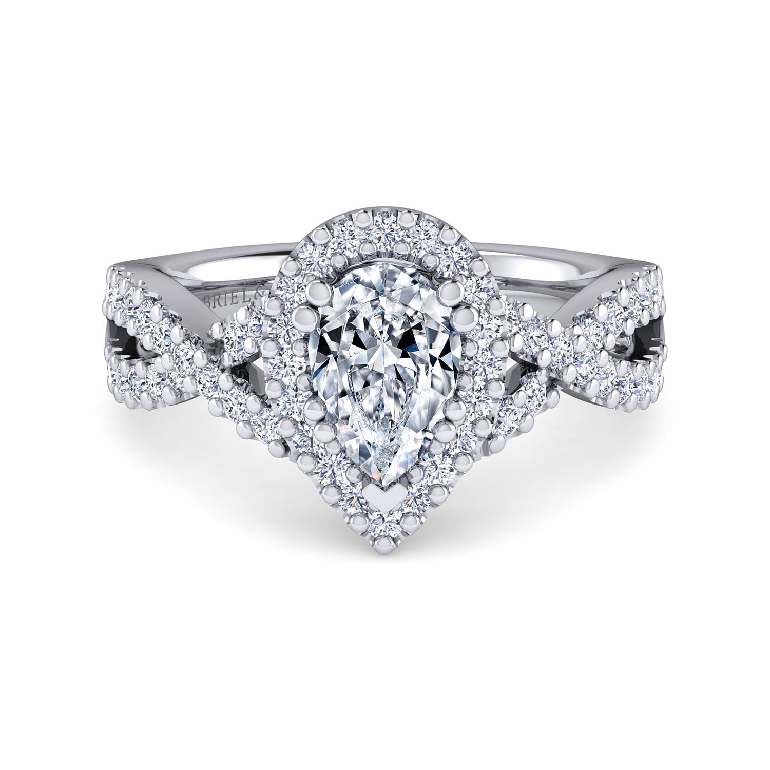 Kendie - Platinum Pear Shape Halo Diamond Engagement Ring