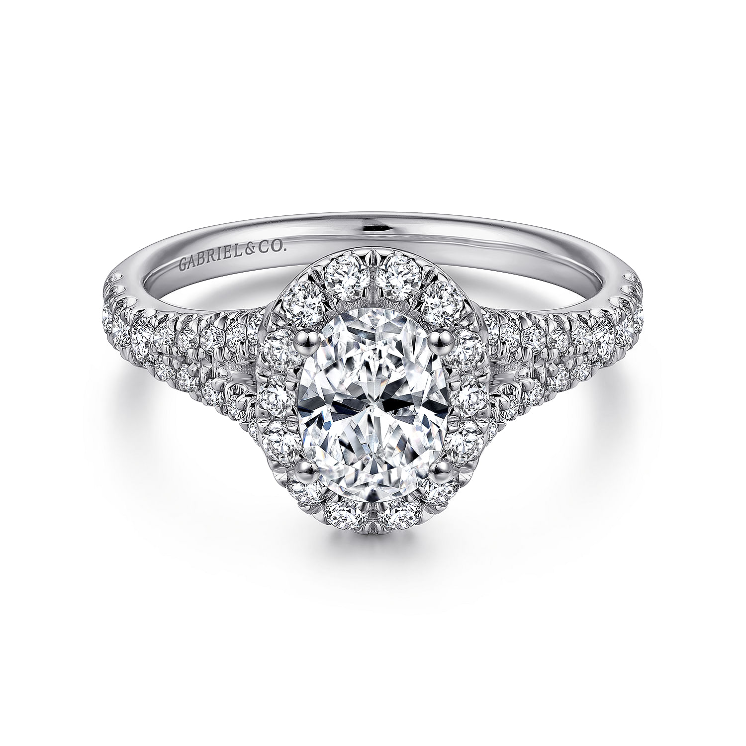 Kennedy - 14K White Gold Oval Halo Diamond Engagement Ring