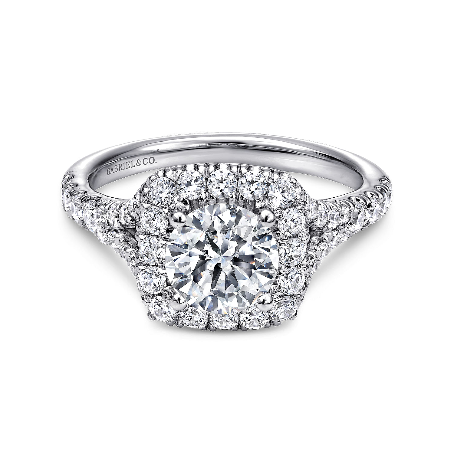 Kennedy - 14K White Gold Round Halo Diamond Engagement Ring