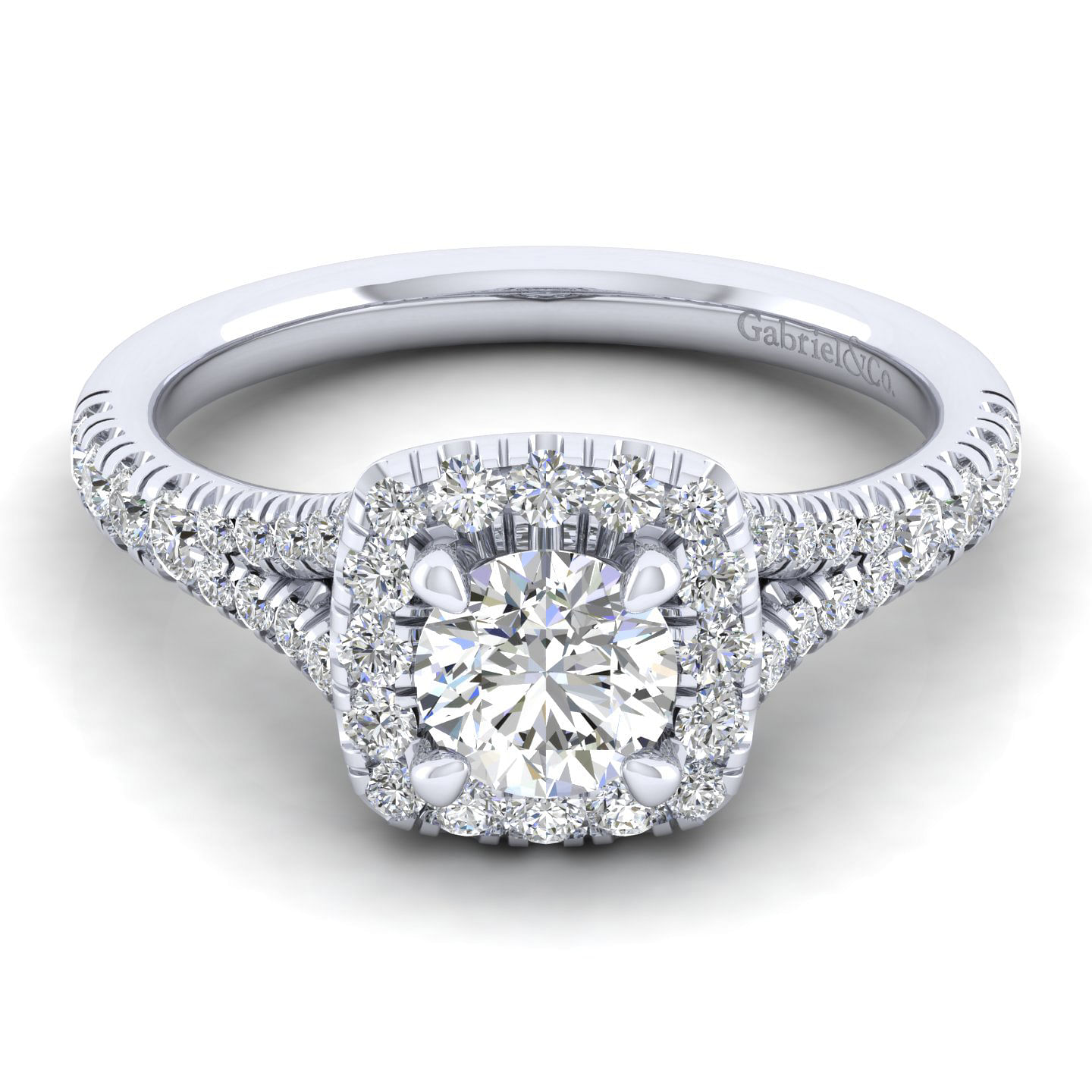 Kennedy - 14K White Gold Round Halo Diamond Engagement Ring
