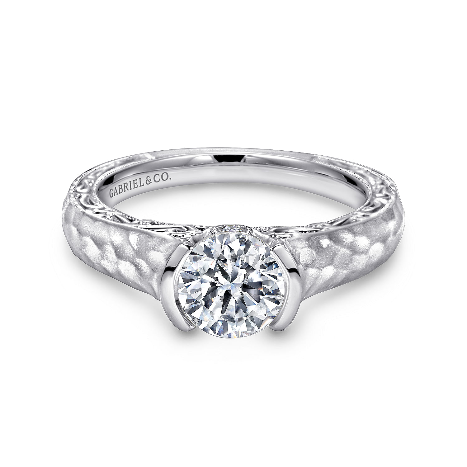 Kiera - Vintage Inspired 14K White Gold Round Diamond Engagement Ring