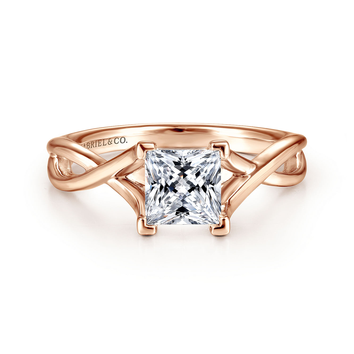 Kylo - 14K Rose Gold Twisted Princess Cut Diamond Engagement Ring