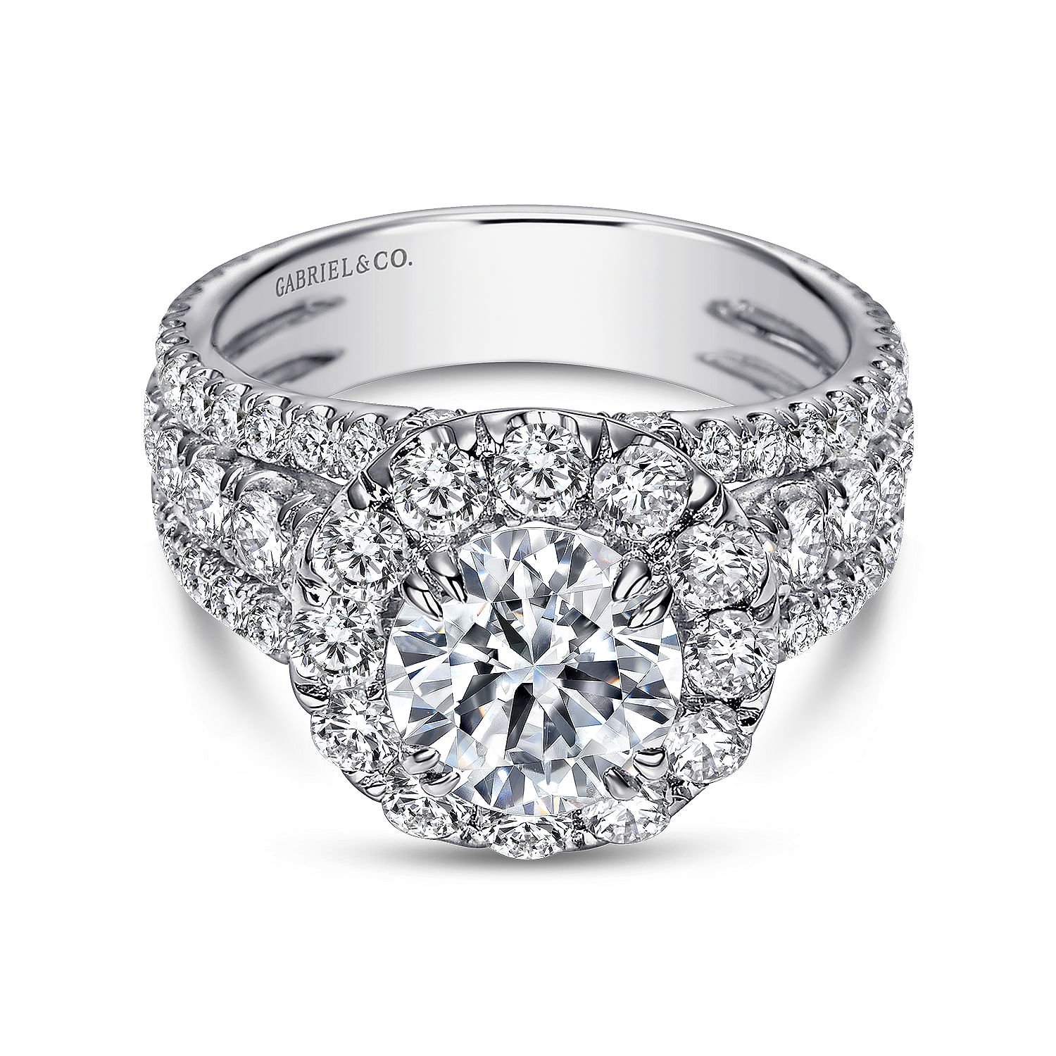 Lainey - 14K White Gold Round Halo Diamond Engagement Ring