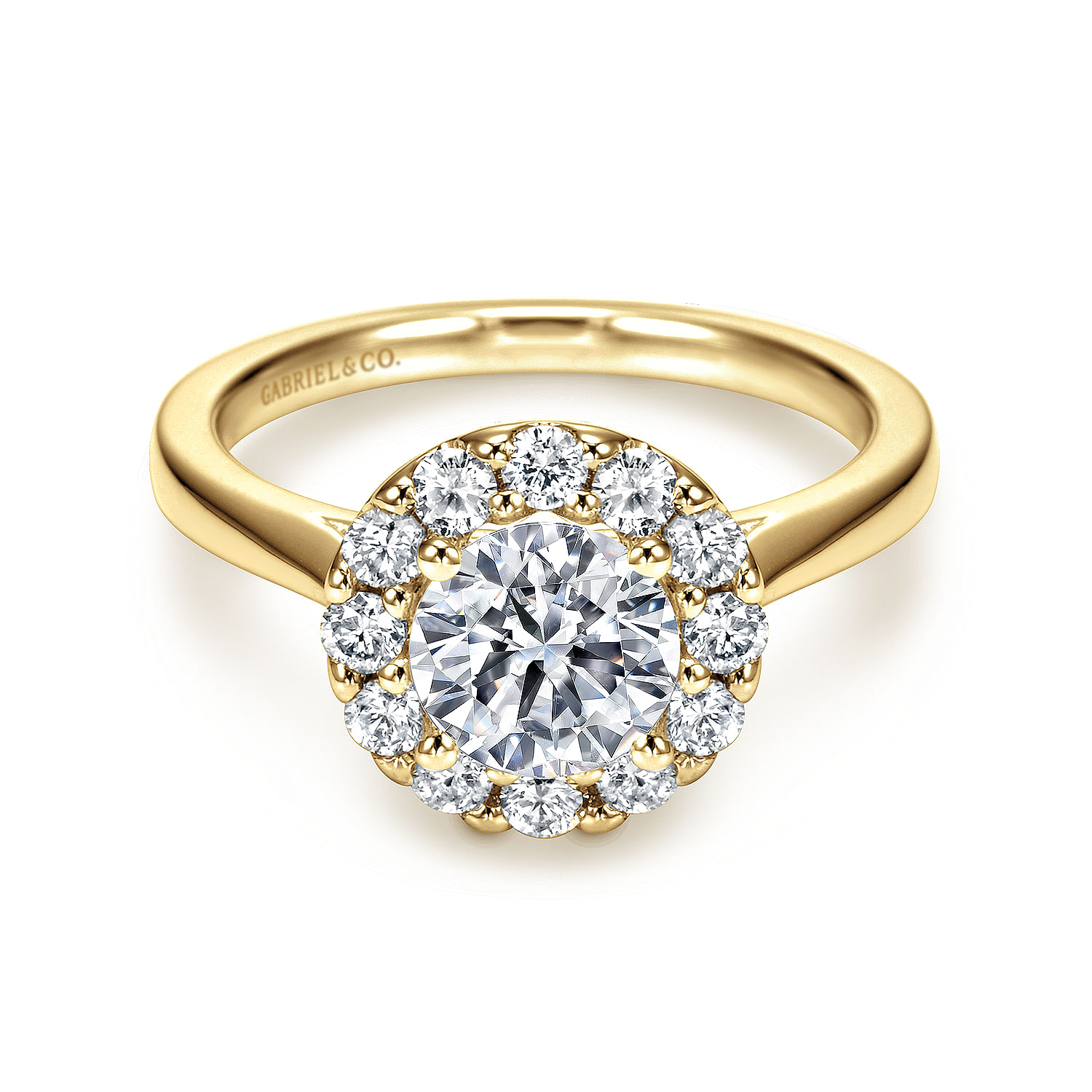 Lana - 14K Yellow Gold Round Halo Diamond Engagement Ring
