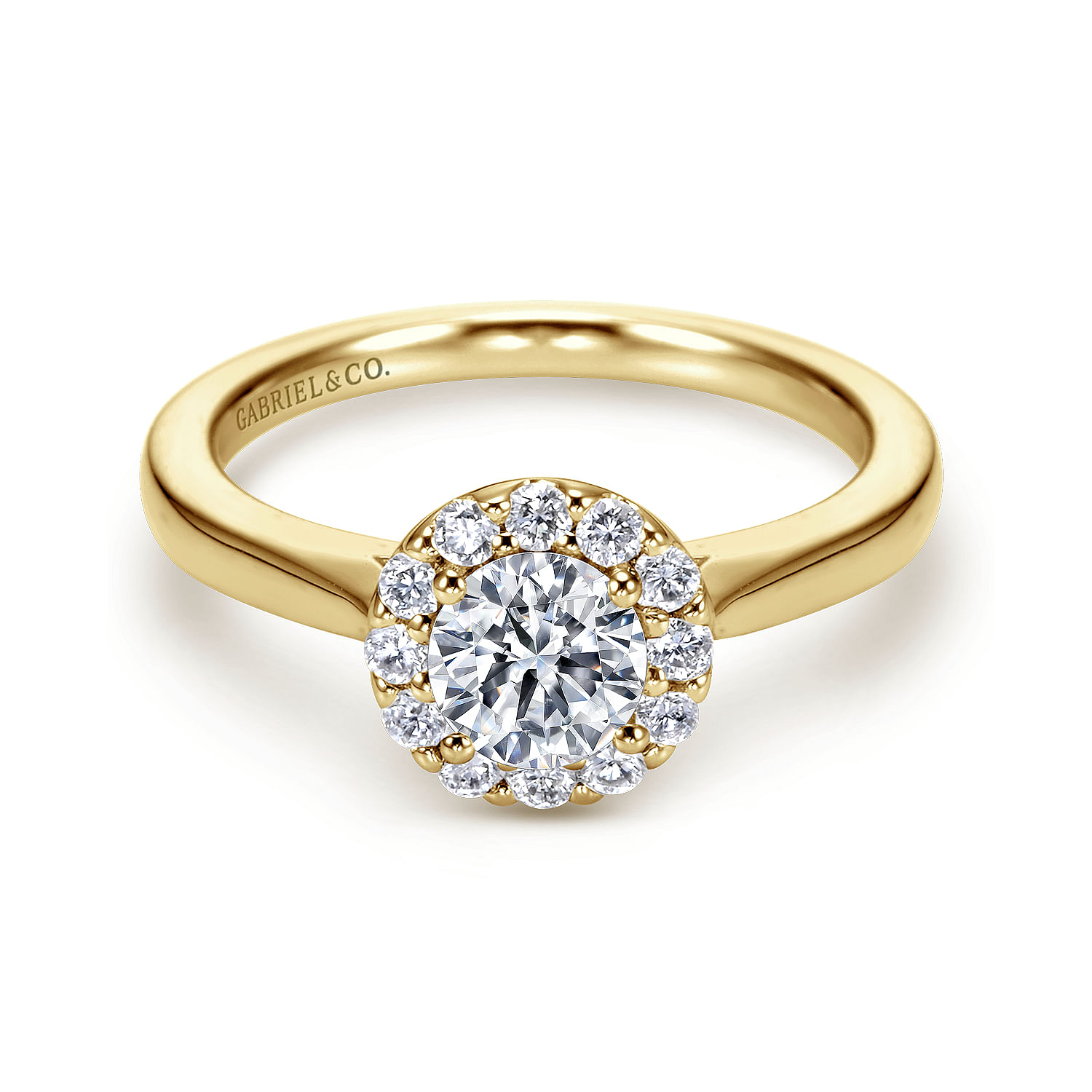 Lana - 14K Yellow Gold Round Halo Diamond Engagement Ring