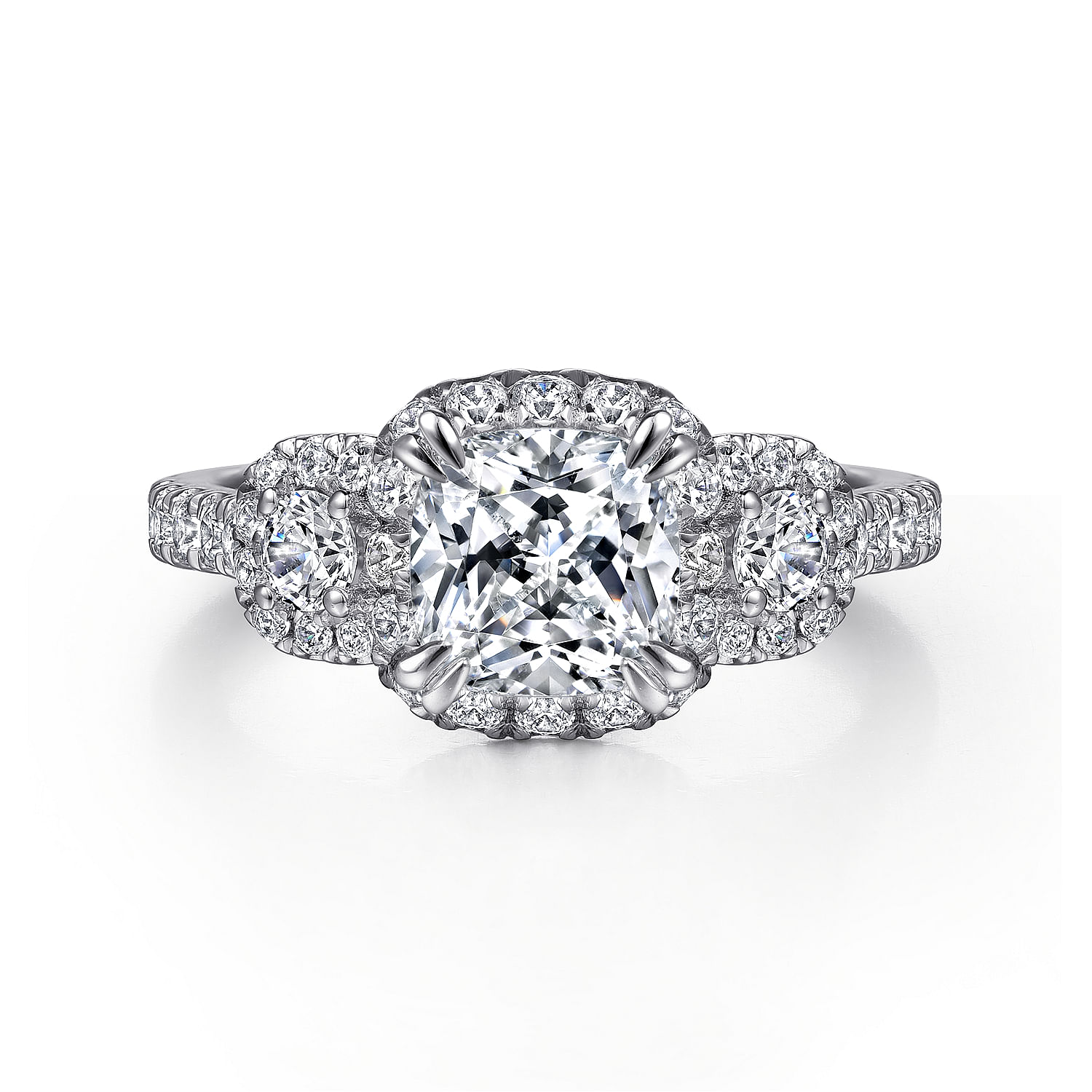 Lavender - 14K White Gold Cushion Cut Diamond Engagement Ring
