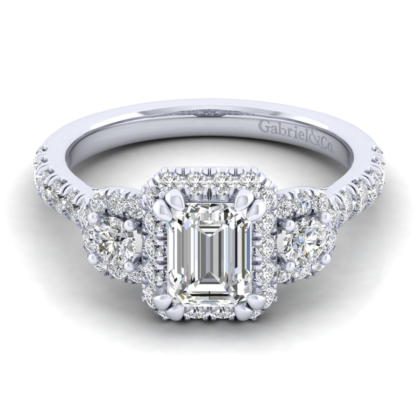 Lavender - 14K White Gold Emerald Cut Diamond Engagement Ring