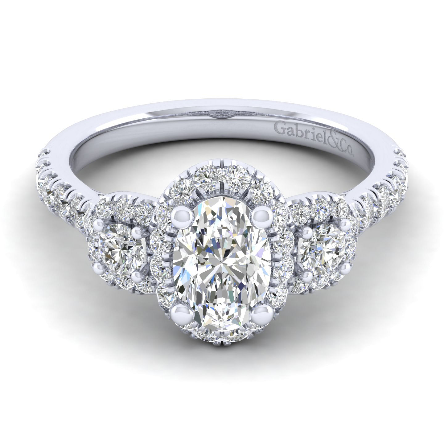 Lavender - 14K White Gold Oval Diamond Engagement Ring