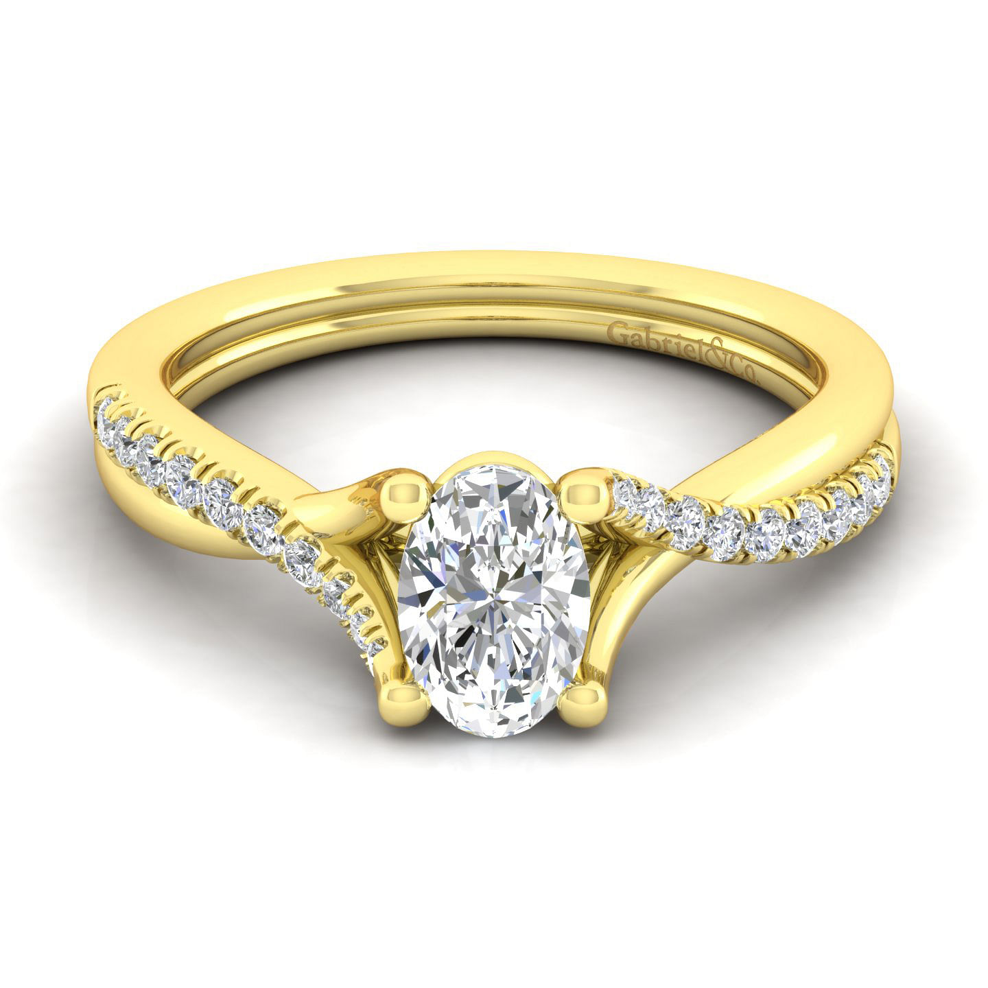 Leigh - 14K Yellow Gold Oval Diamond Engagement Ring