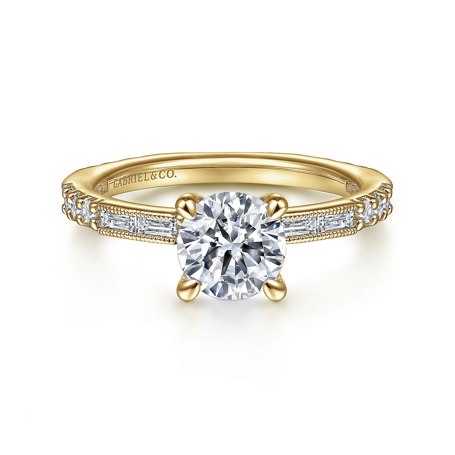Luca - Art Deco 14K Yellow Gold Round Diamond Engagement Ring