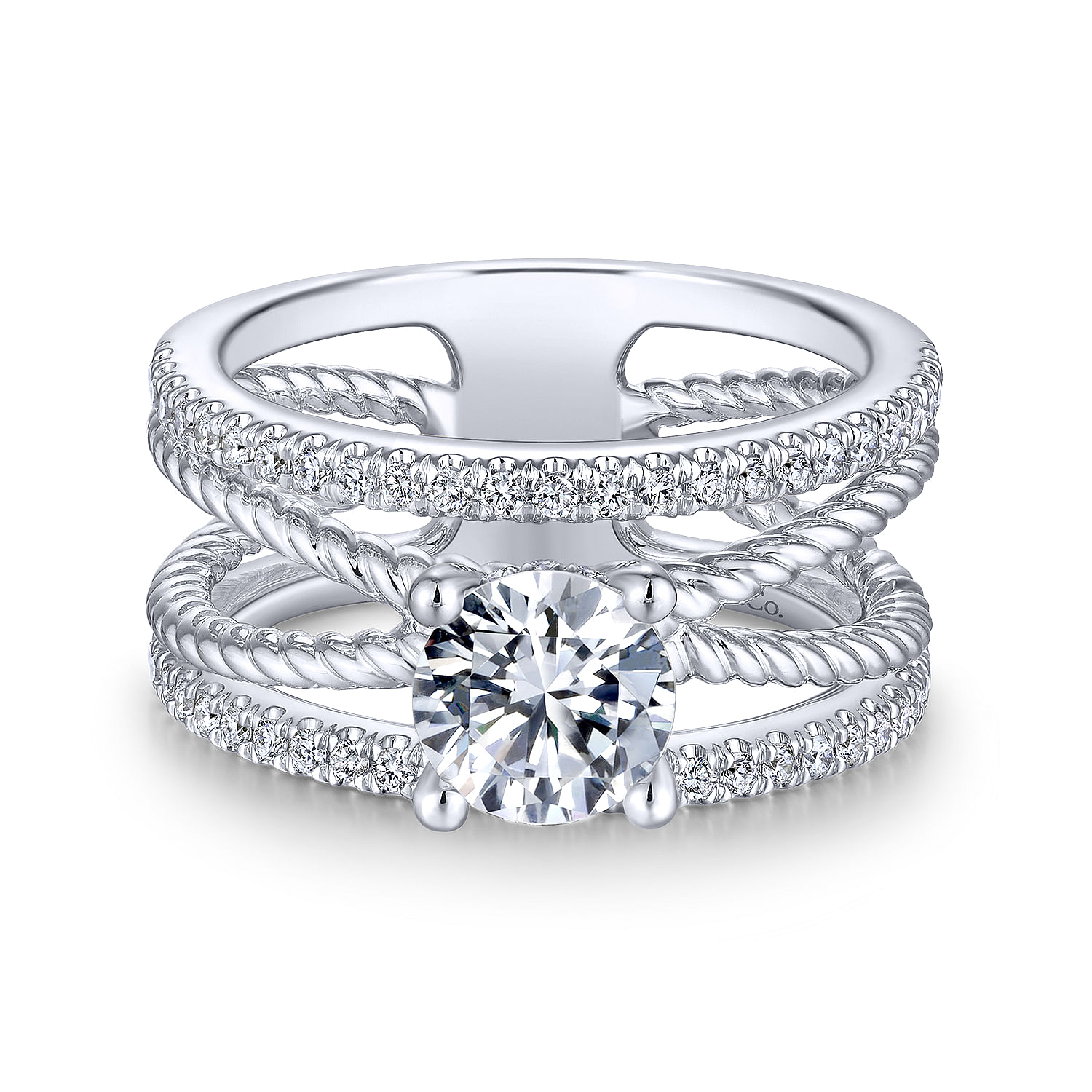 Lucinda - 14K White Gold Free Form Round Diamond Engagement Ring