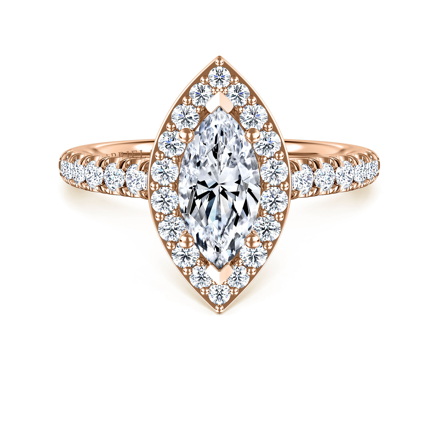 Lyla - 14K Rose Gold Marquise Halo Diamond Engagement Ring