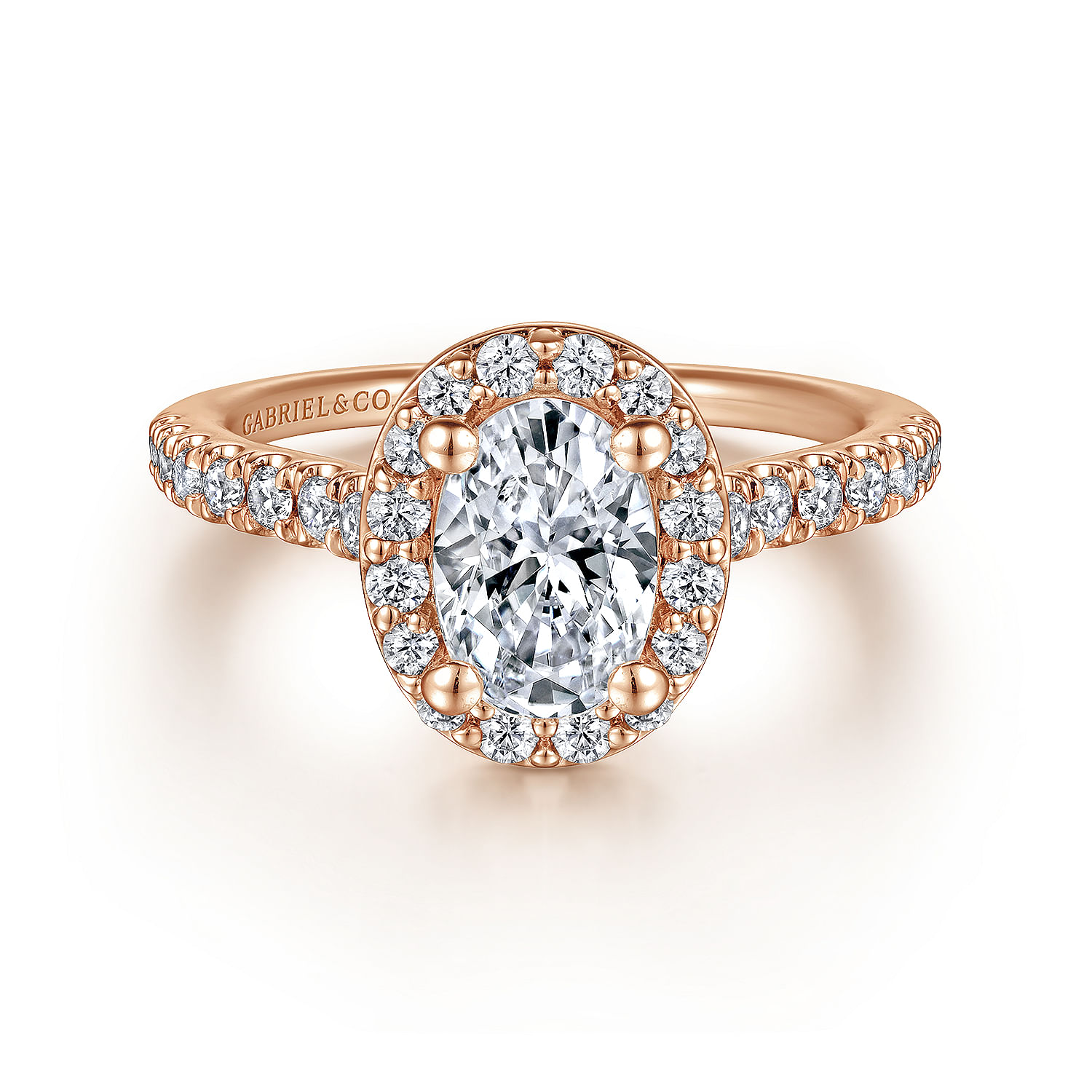 Lyla - 14K Rose Gold Oval Halo Diamond Engagement Ring