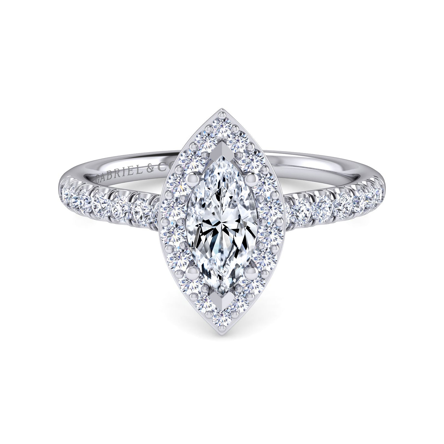 Lyla - 14K White Gold Marquise Halo Diamond Engagement Ring