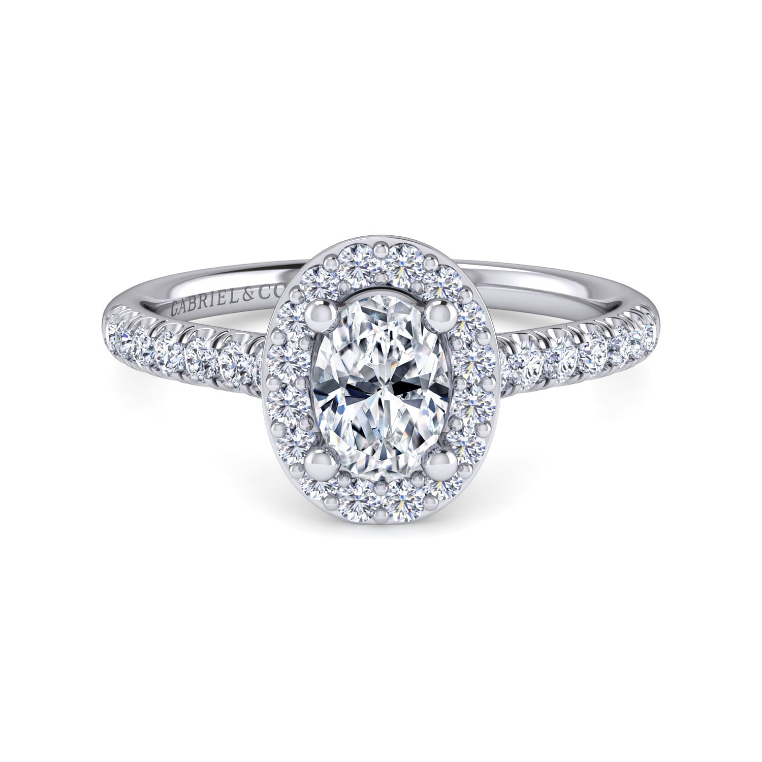Lyla - 14K White Gold Oval Halo Diamond Engagement Ring