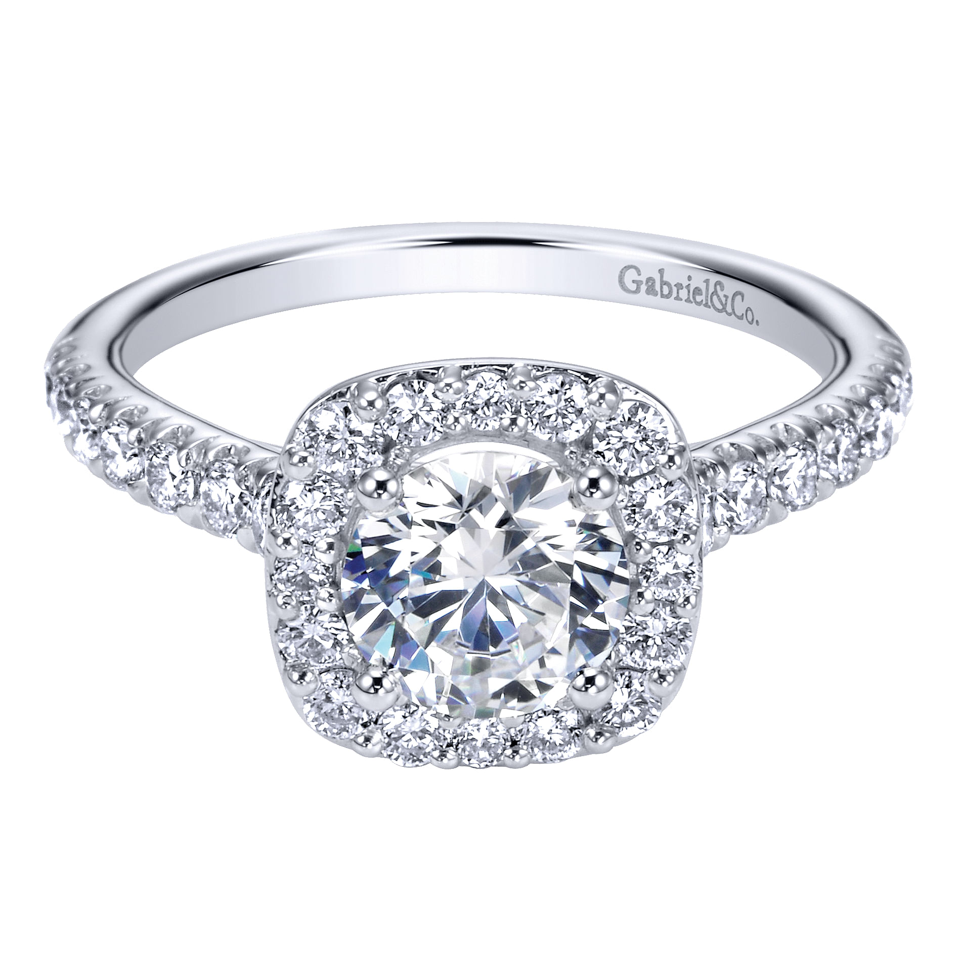 Lyla - 14K White Gold Round Halo Diamond Engagement Ring