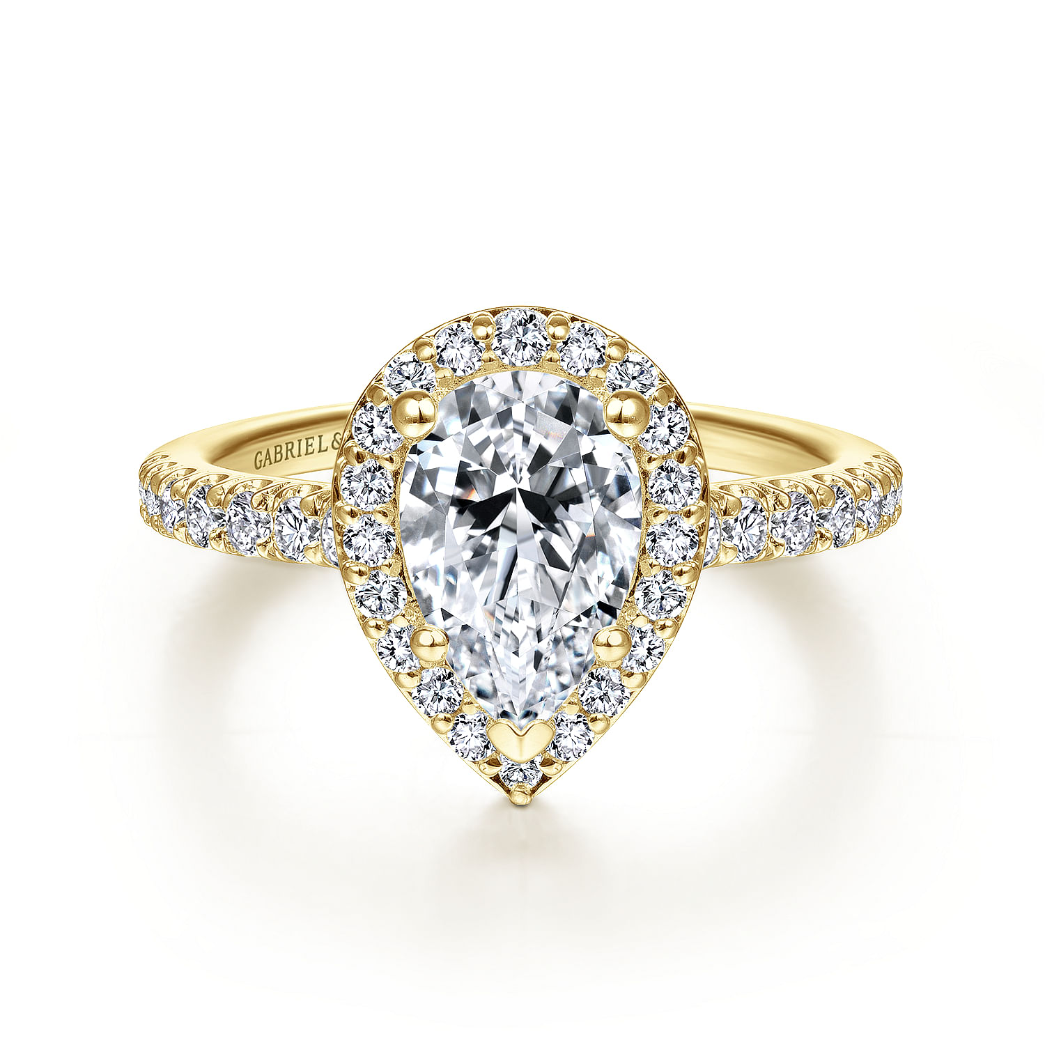 Lyla - 14K Yellow Gold Pear Shape Halo Diamond Engagement Ring