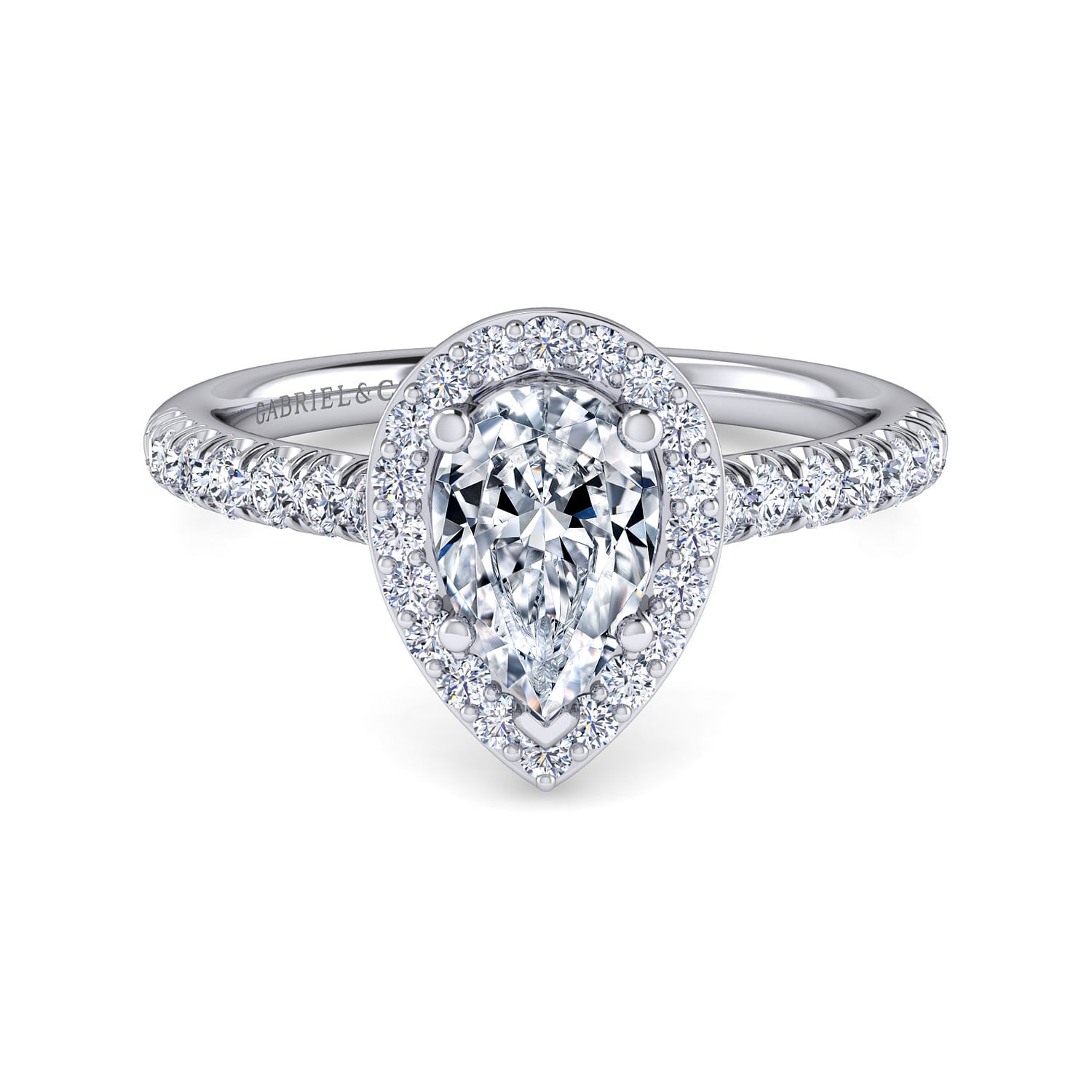 Lyla - Platinum Pear Shape Halo Diamond Engagement Ring