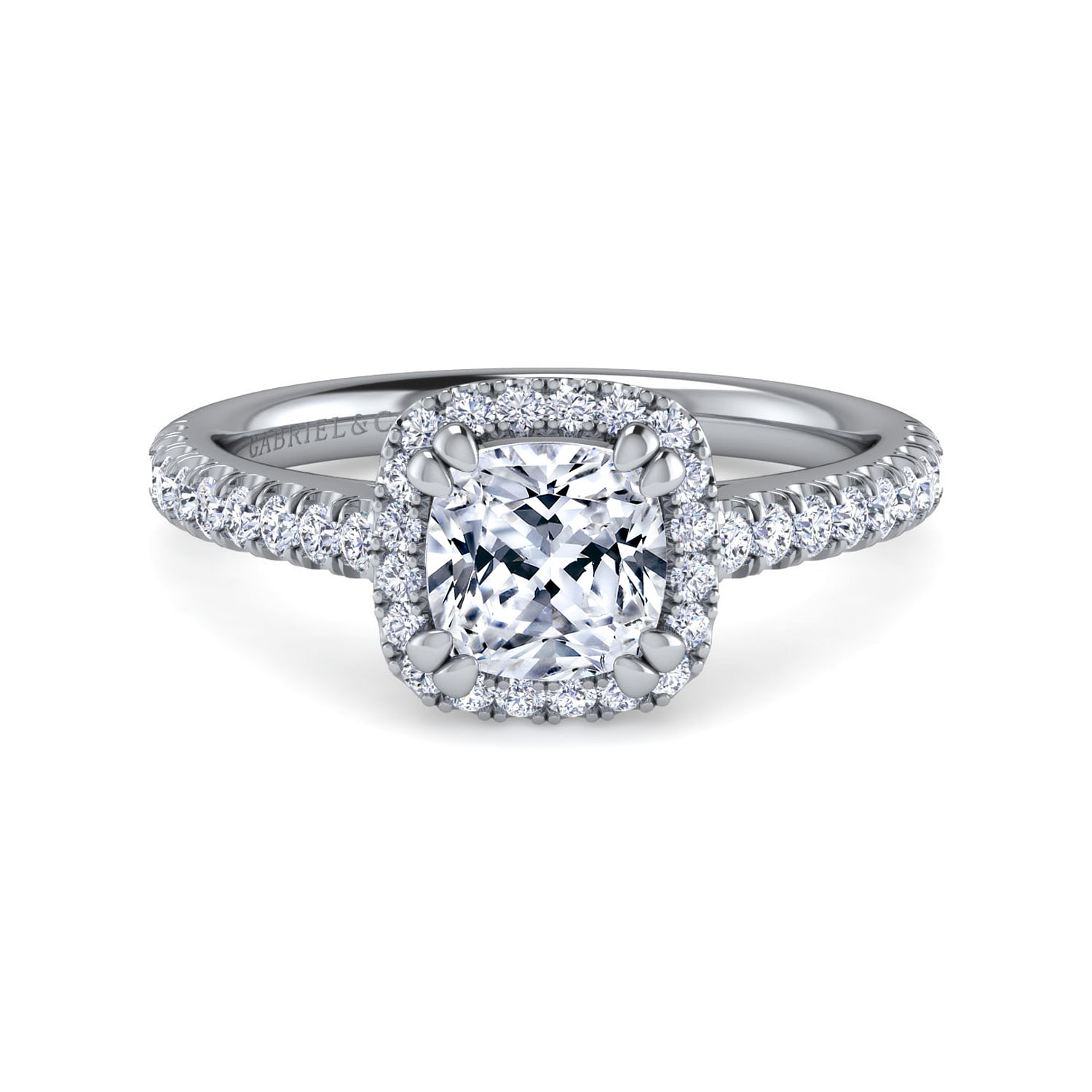 Margot - 14K White Gold Cushion Halo Diamond Engagement Ring