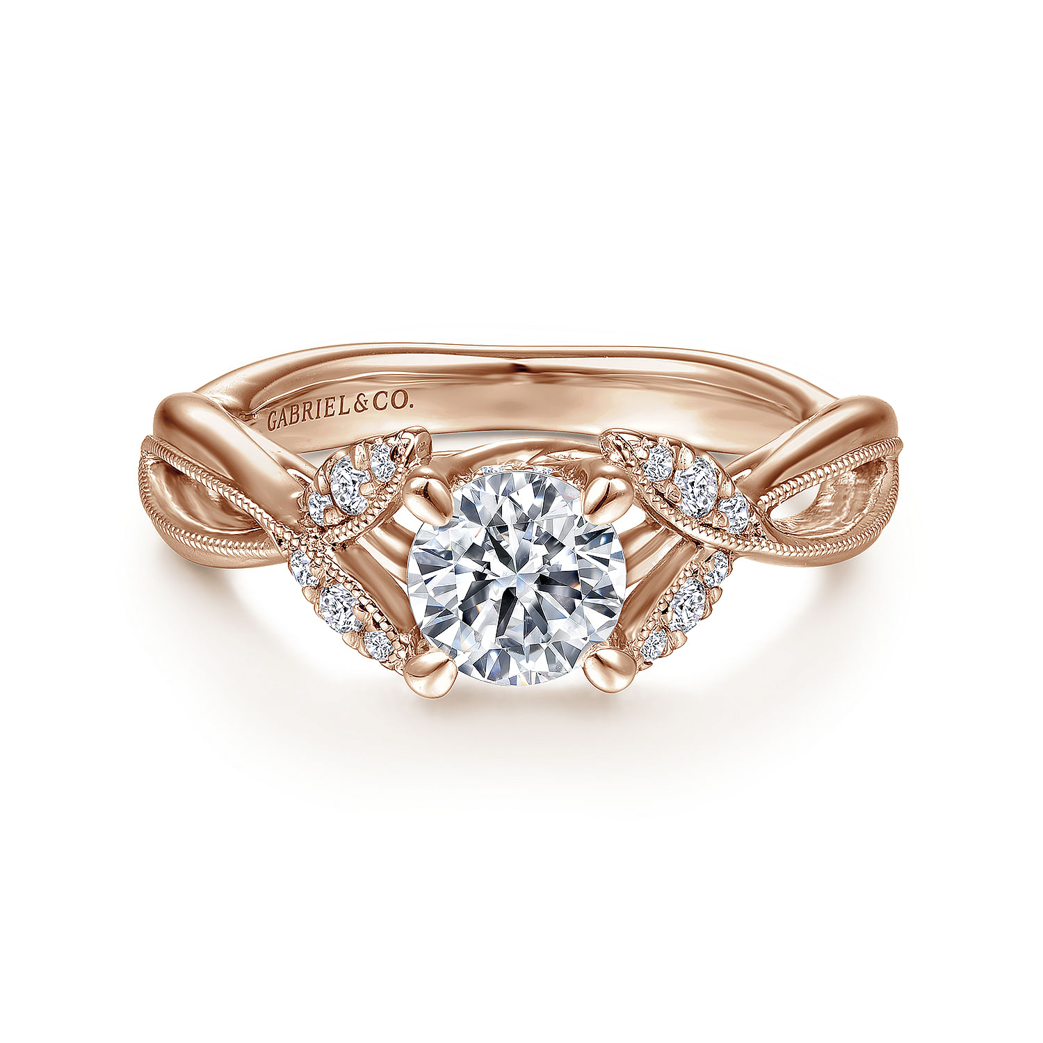 Marguerite - 14K Rose Gold Round Diamond Engagement Ring