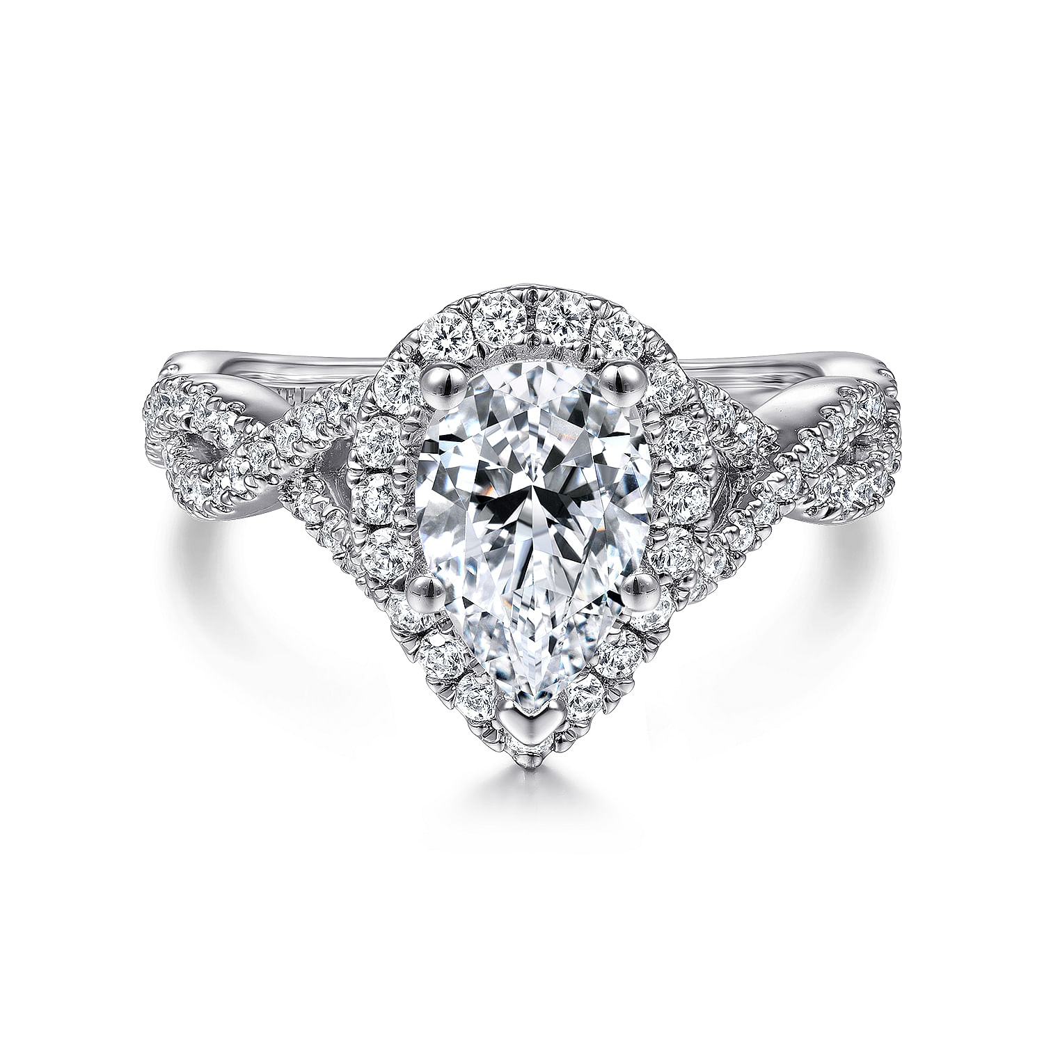Marissa - 14K White Gold Pear Shape Halo Diamond Engagement Ring