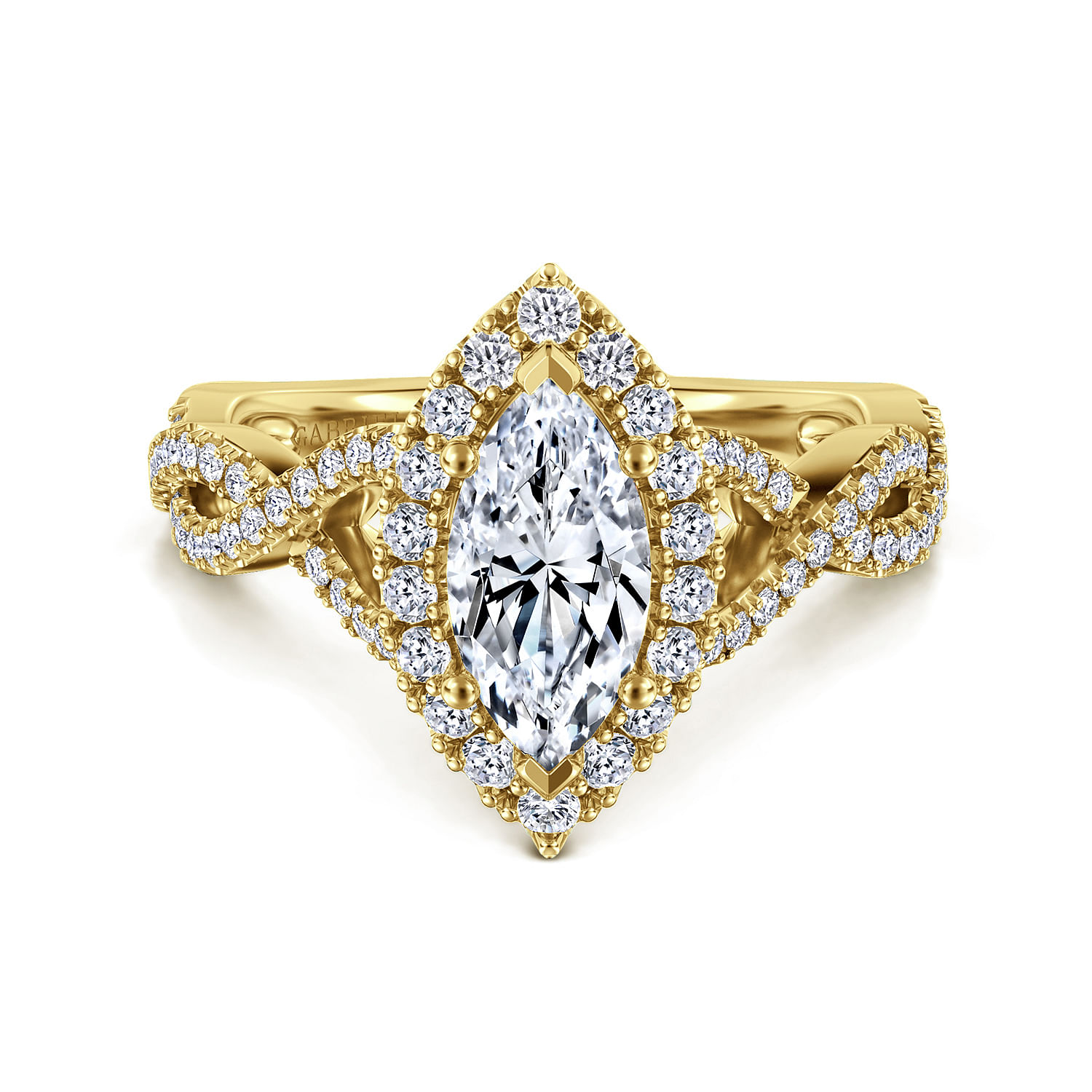 Marissa - 14K Yellow Gold Marquise Halo Diamond Engagement Ring